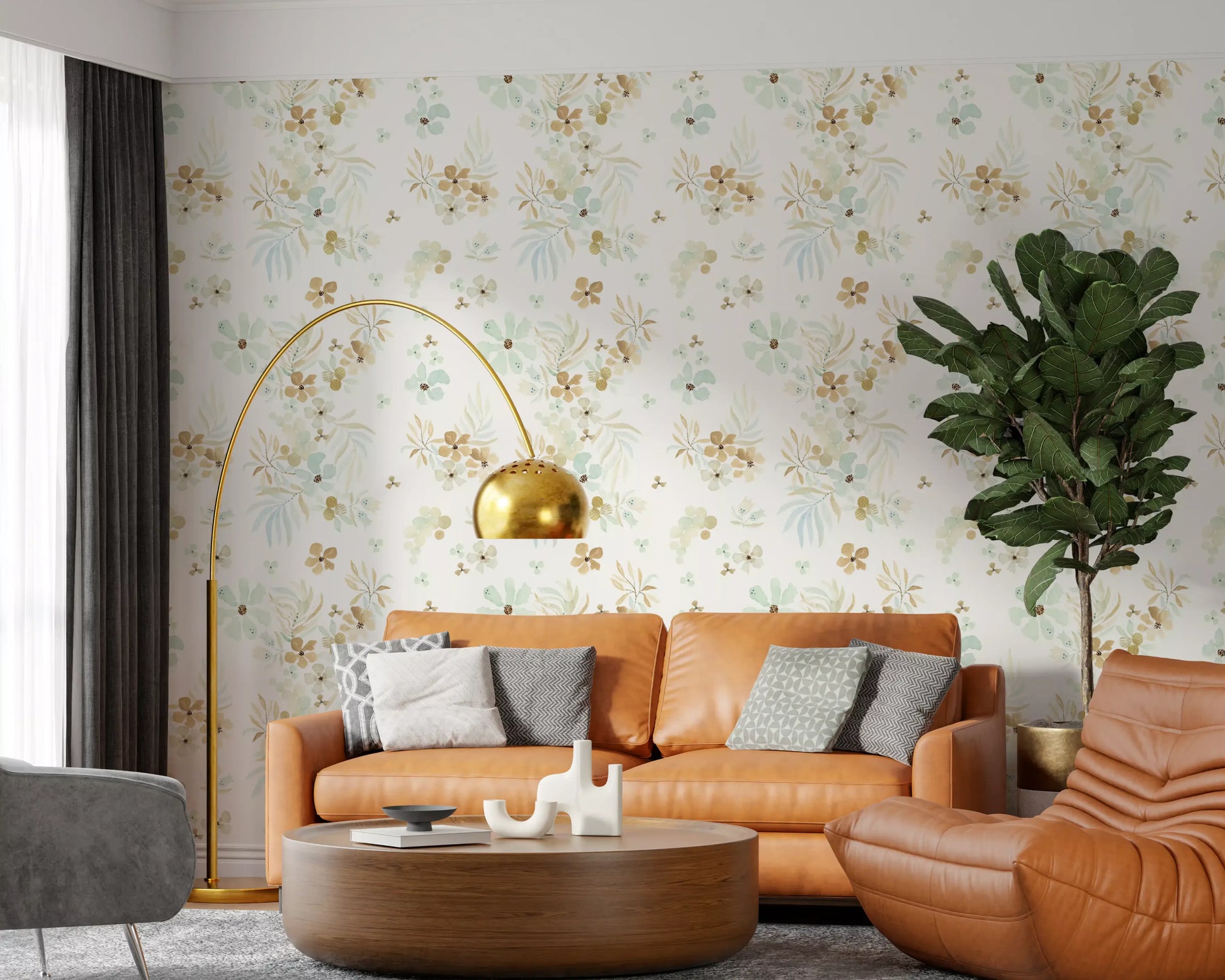 Floating Petals and Foliage Wallpaper⁠