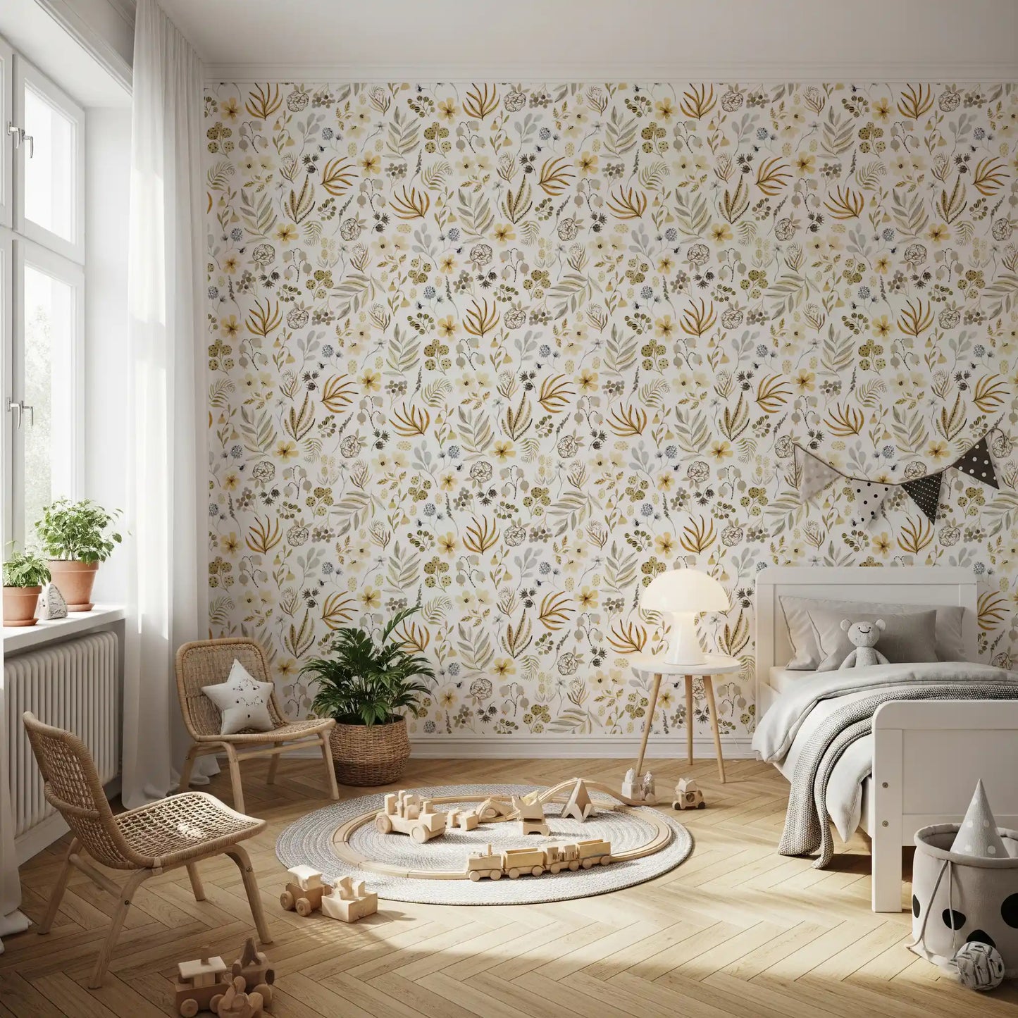 Rustic Earthy Meadow Flora Wallpaper⁠