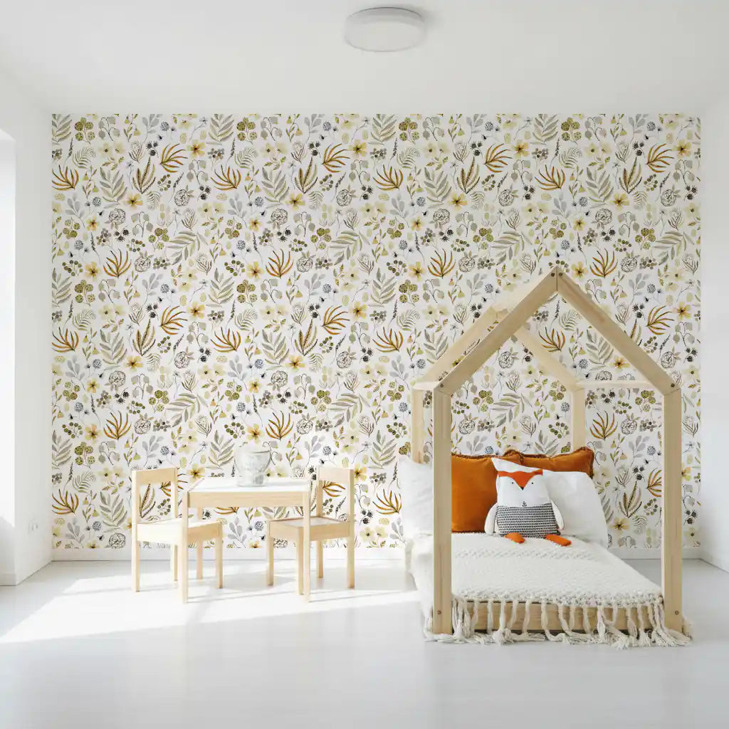 Rustic Earthy Meadow Flora Wallpaper⁠