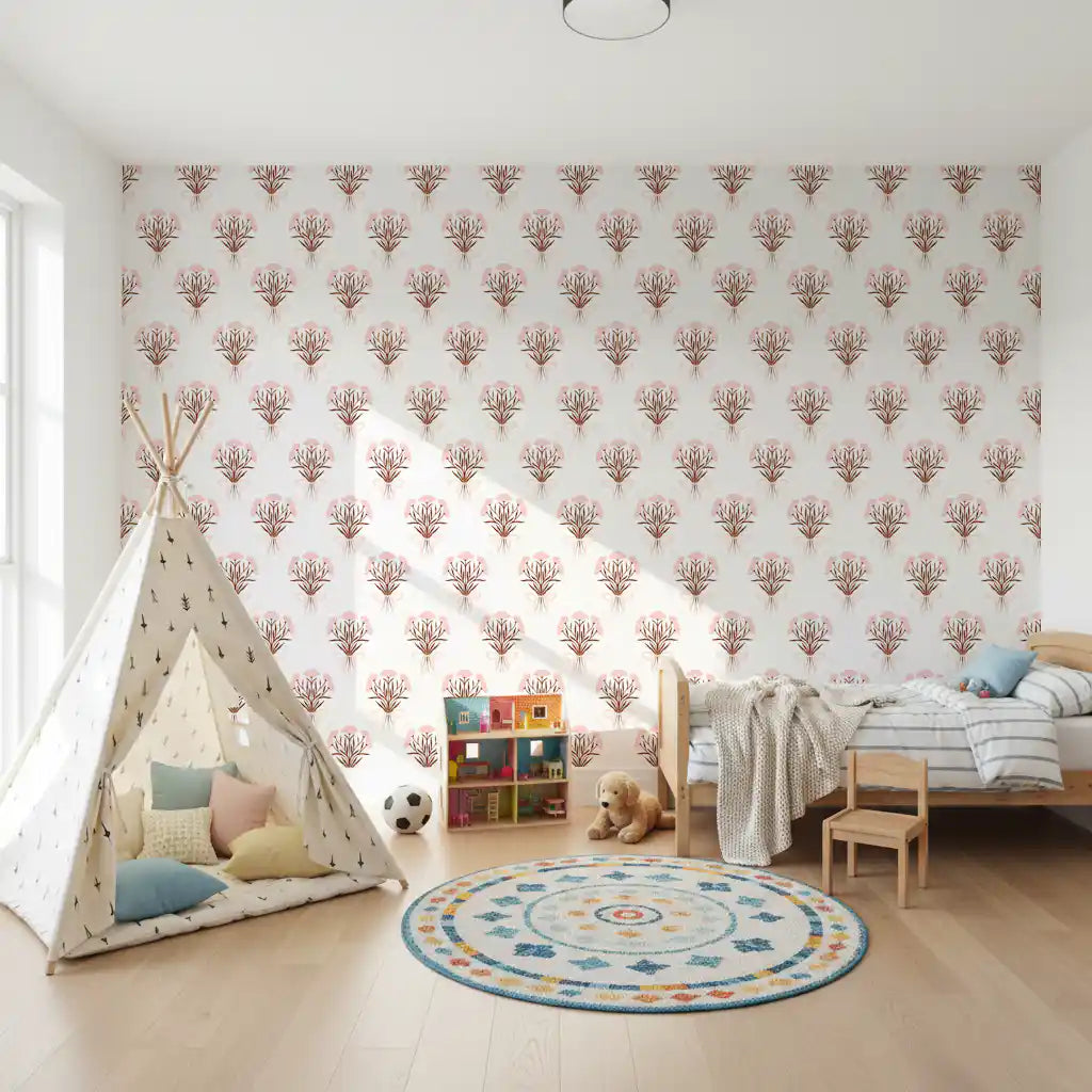 Soft Pink Ribboned Blossom Bouquet Wallpaper⁠