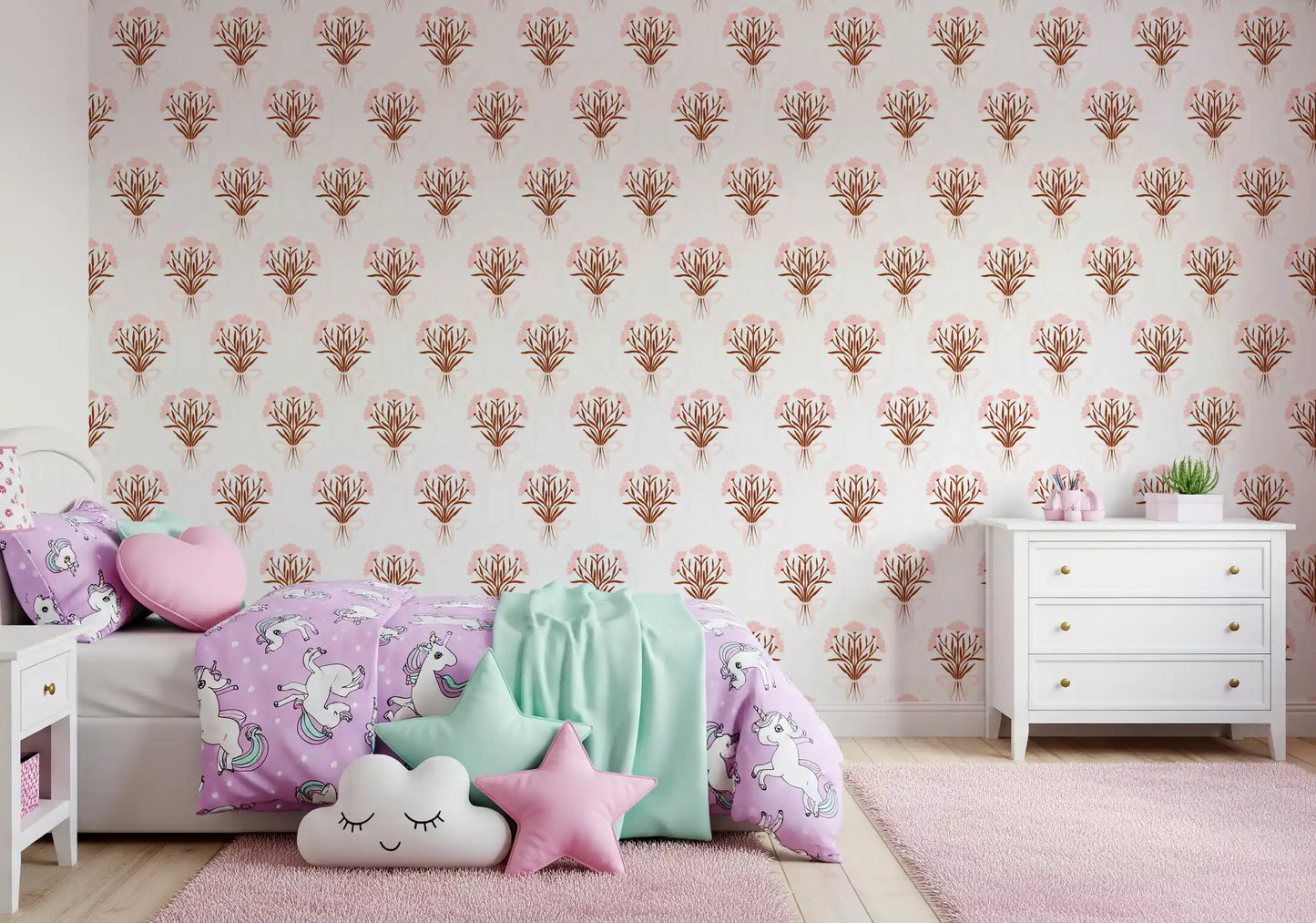 Soft Pink Ribboned Blossom Bouquet Wallpaper⁠