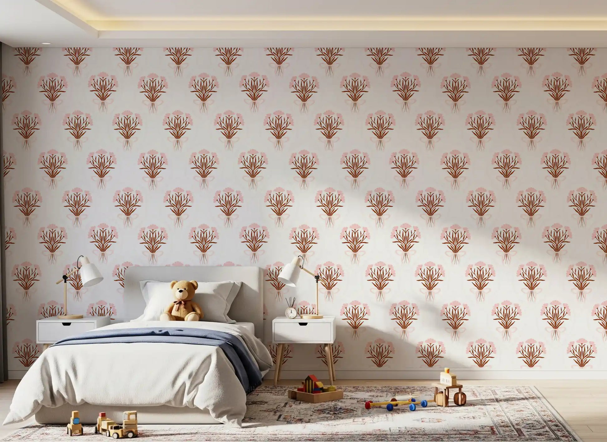 Soft Pink Ribboned Blossom Bouquet Wallpaper⁠