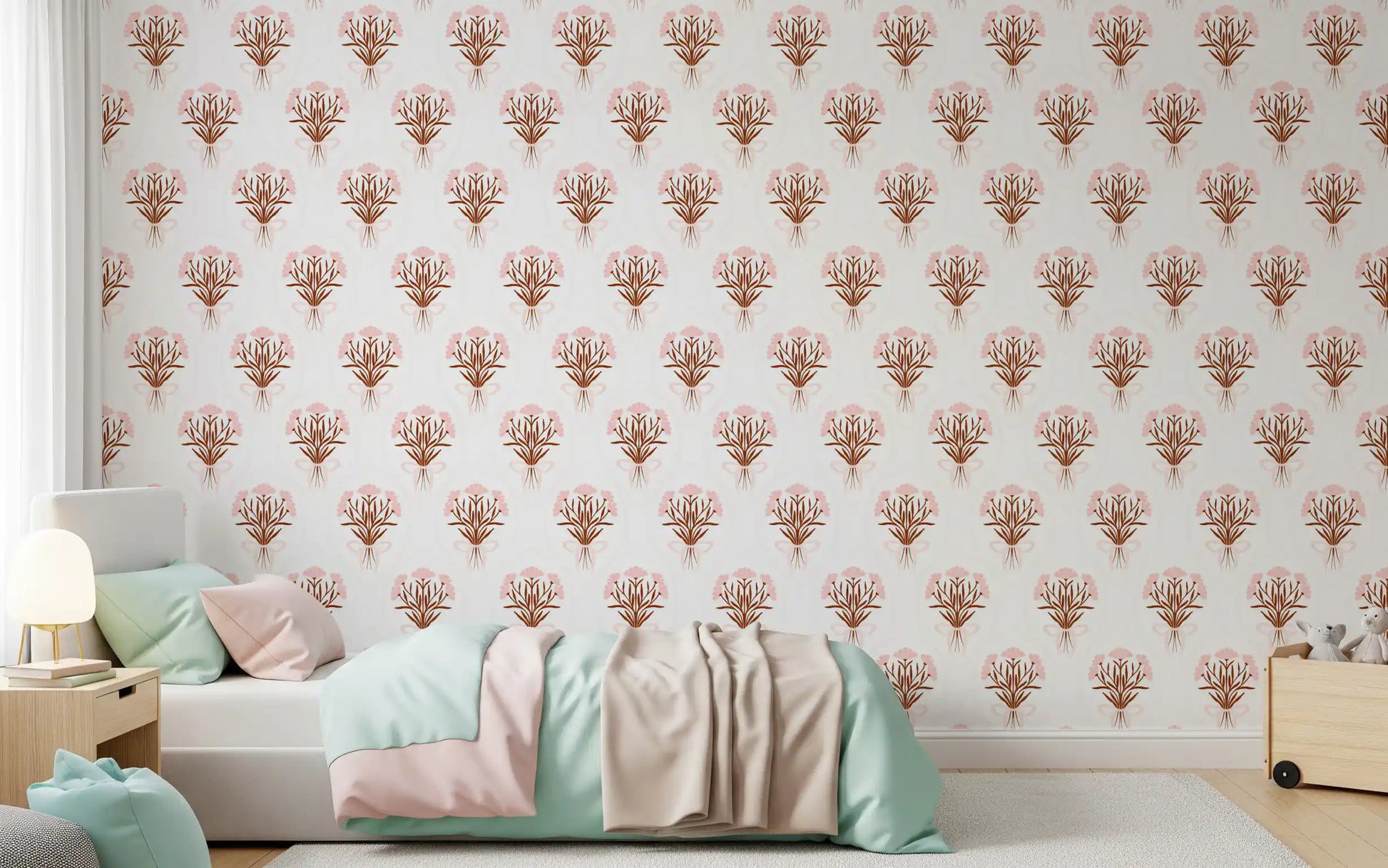 Soft Pink Ribboned Blossom Bouquet Wallpaper⁠