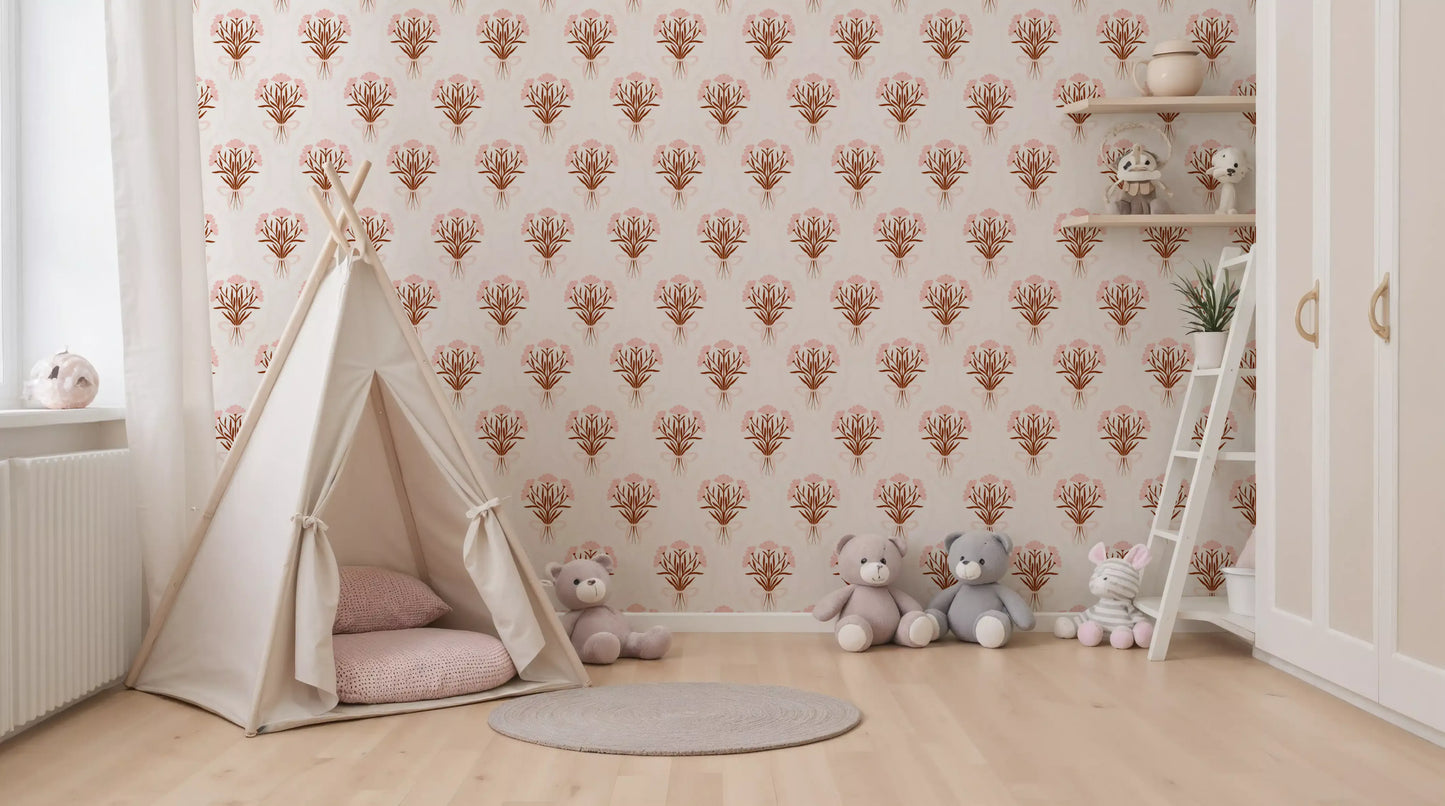 Soft Pink Ribboned Blossom Bouquet Wallpaper⁠