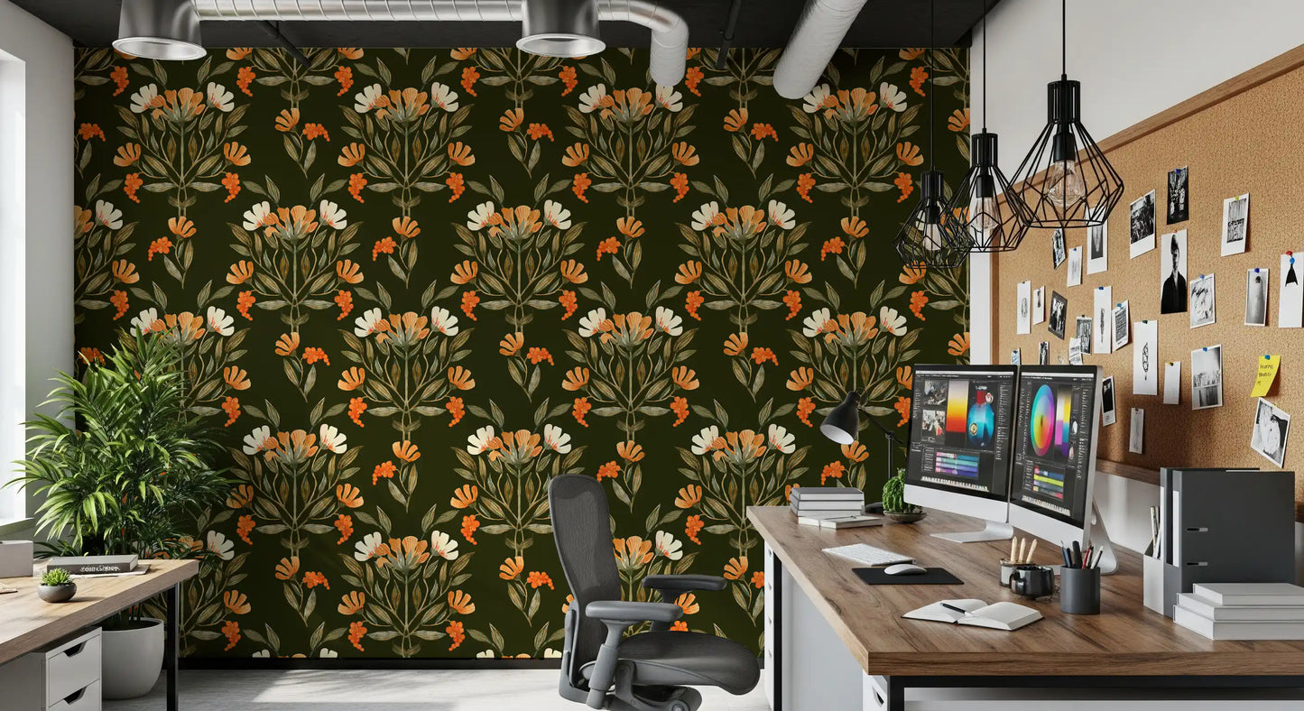 Autumnal Meadow Trail Pattern Wallpaper⁠