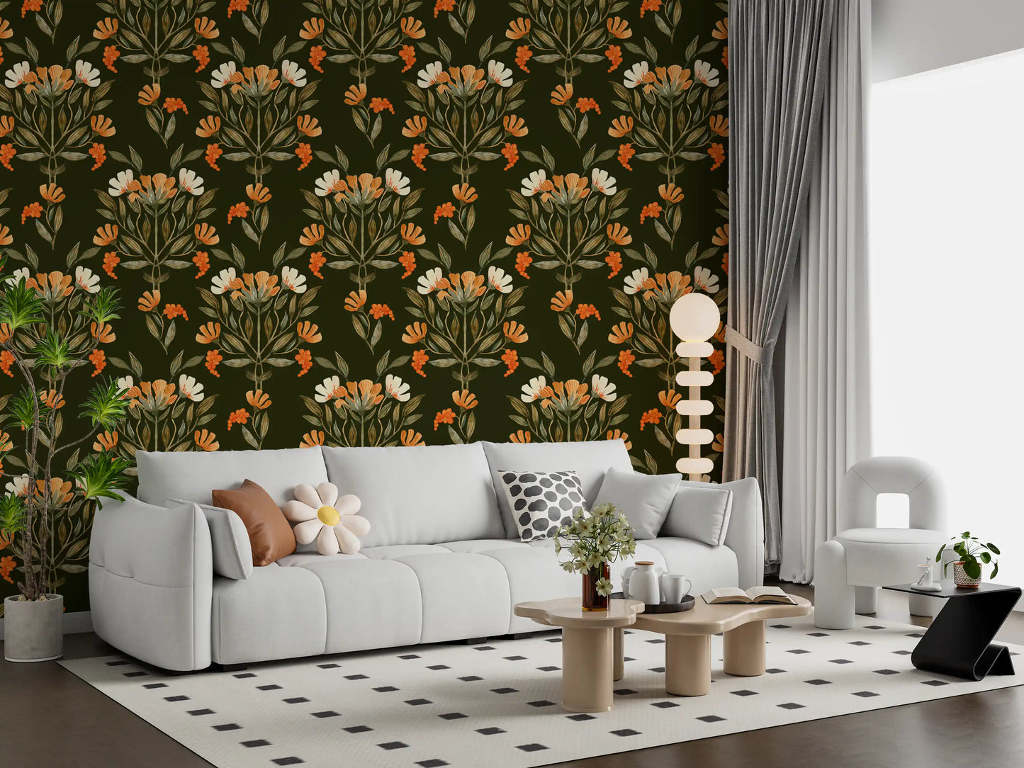 Autumnal Meadow Trail Pattern Wallpaper⁠