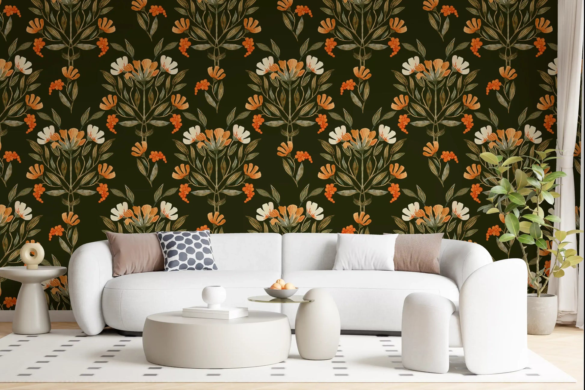 Autumnal Meadow Trail Pattern Wallpaper⁠