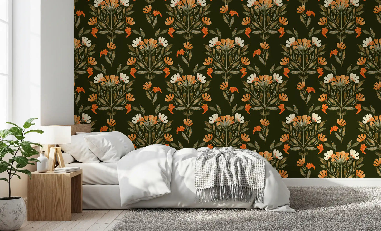 Autumnal Meadow Trail Pattern Wallpaper⁠
