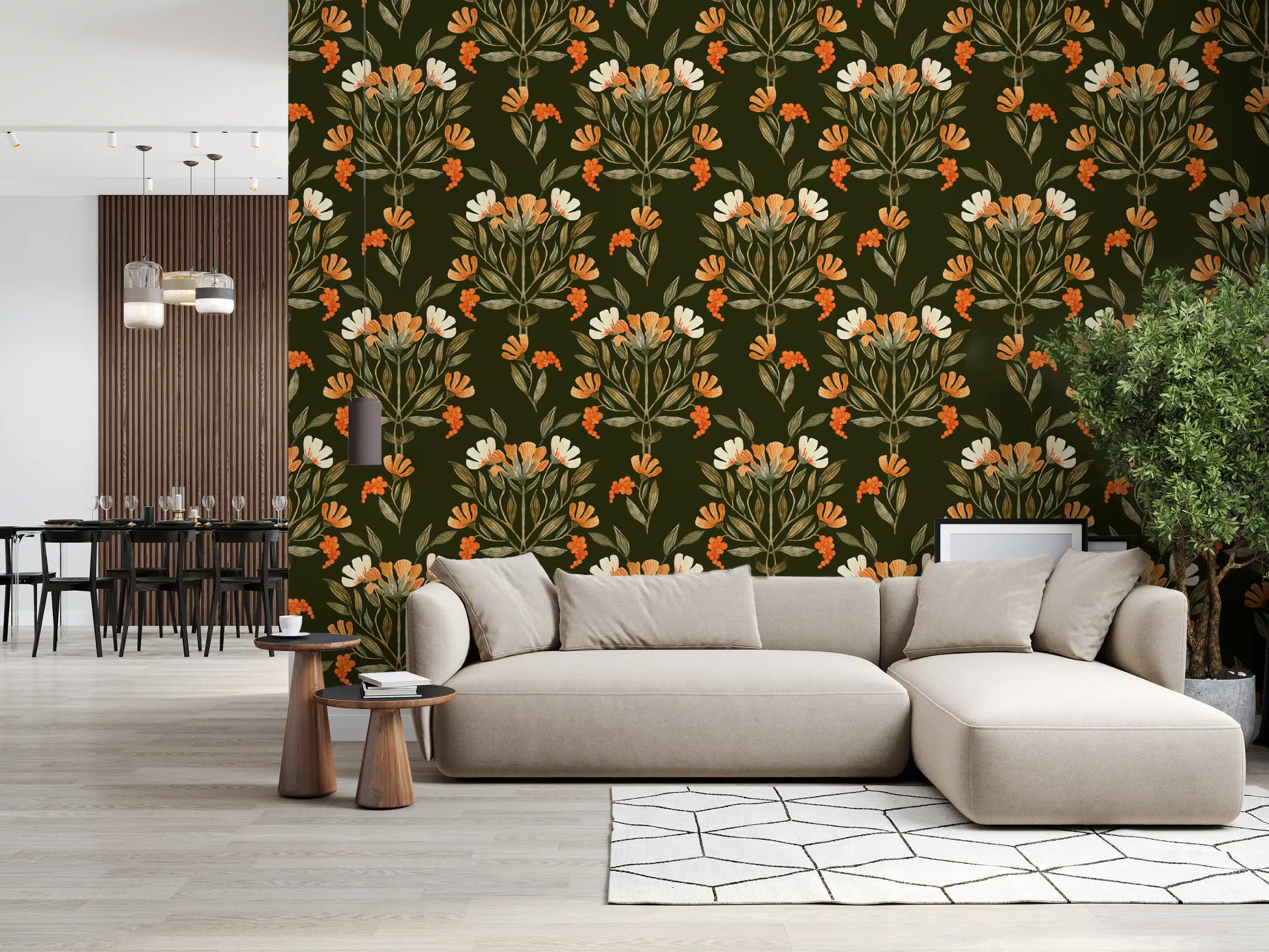 Autumnal Meadow Trail Pattern Wallpaper⁠