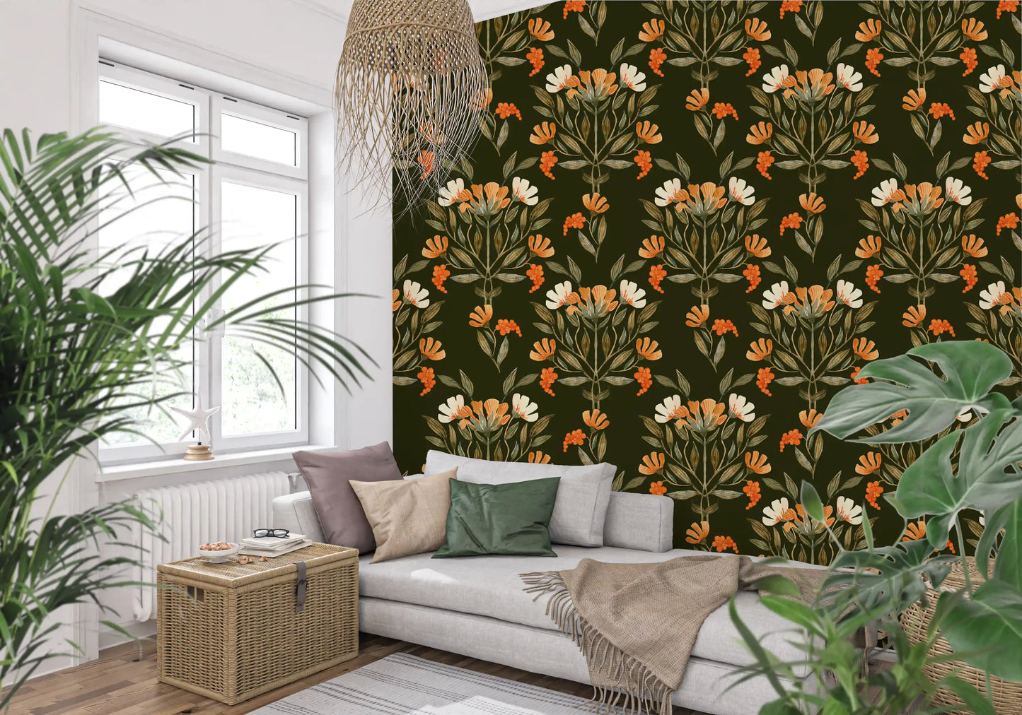 Autumnal Meadow Trail Pattern Wallpaper⁠