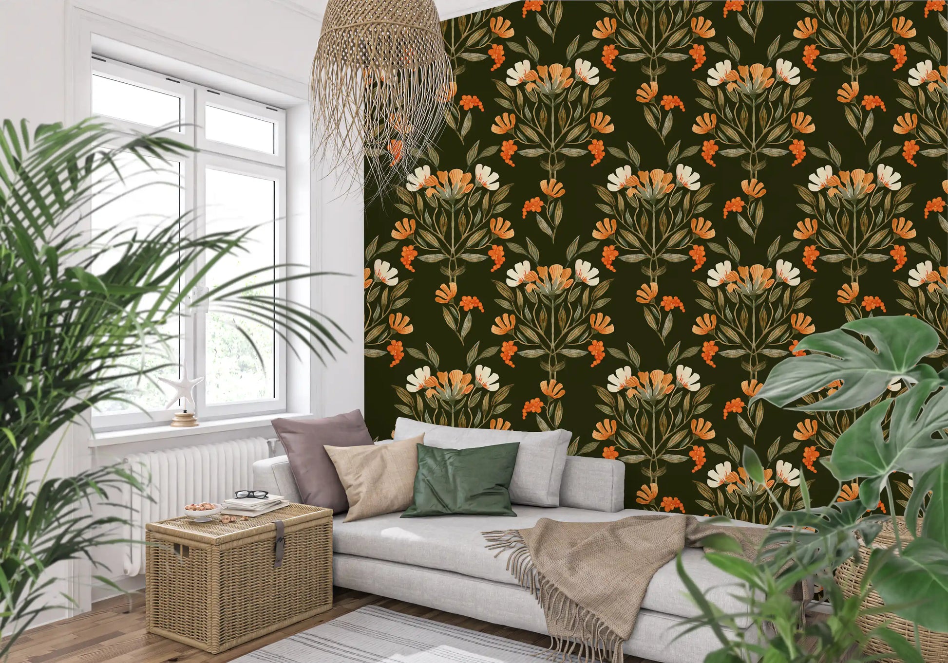 Autumnal Meadow Trail Pattern Wallpaper⁠