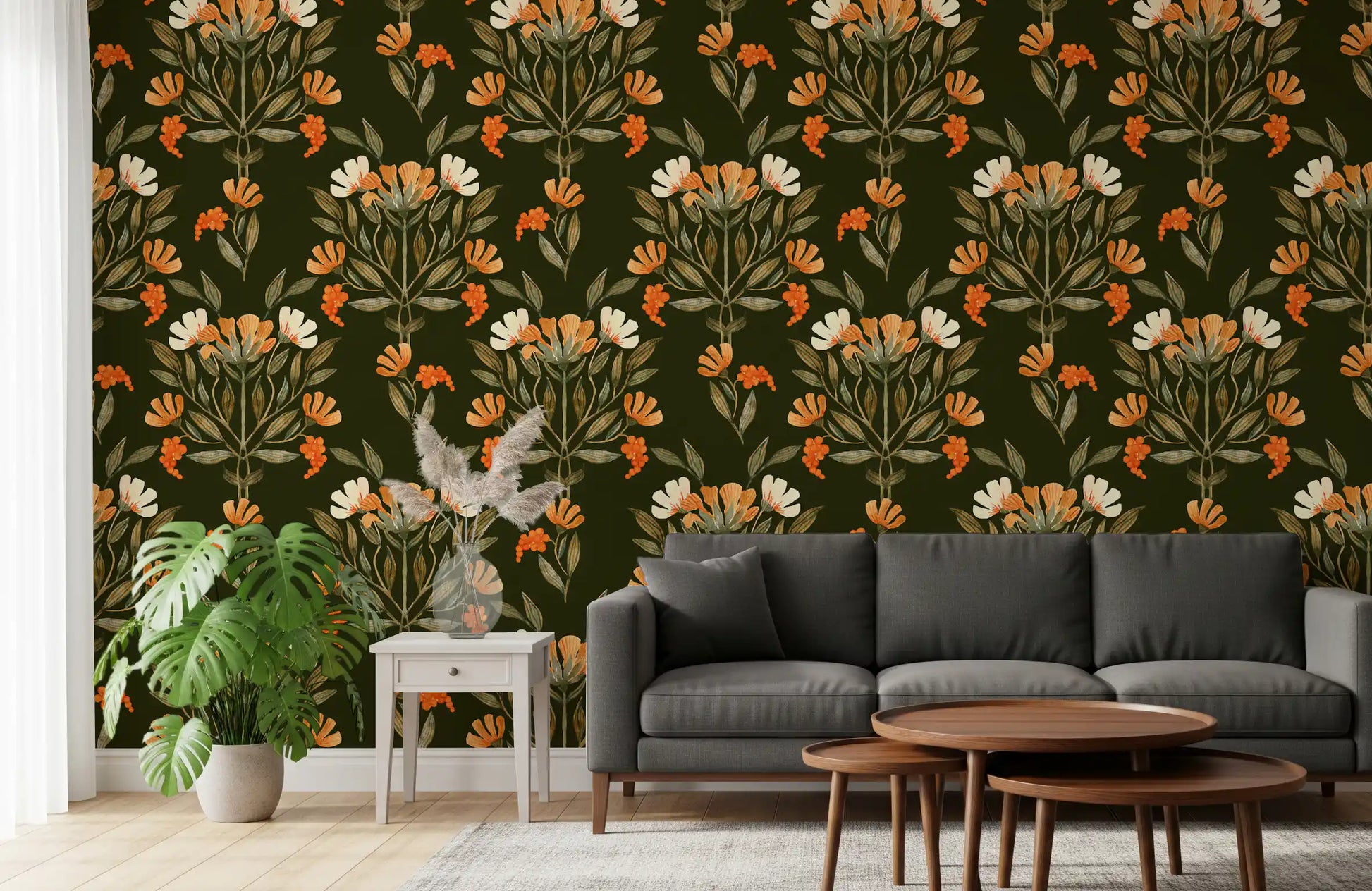 Autumnal Meadow Trail Pattern Wallpaper⁠