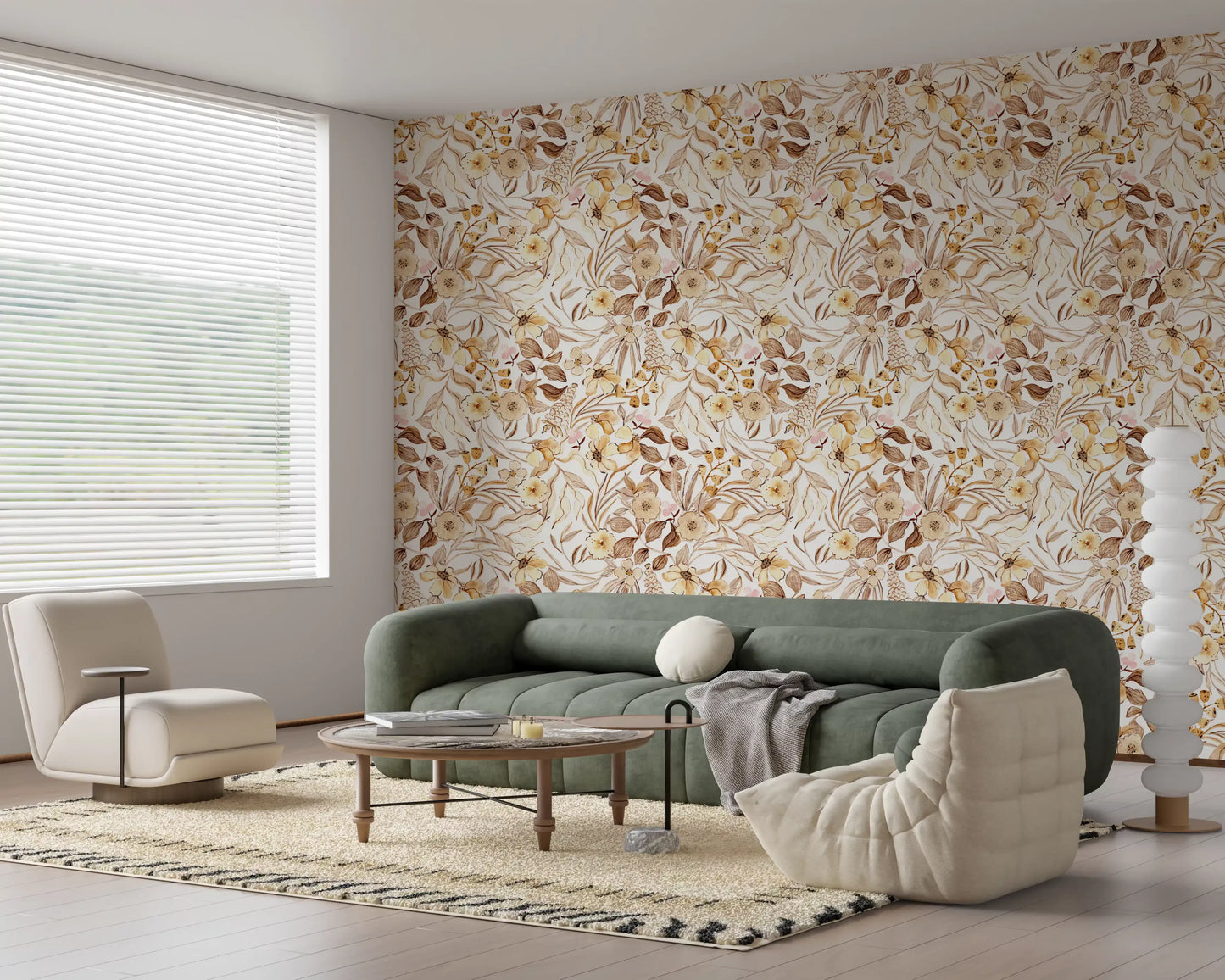 Rustic Earthy Botanical Meadow Wallpaper⁠