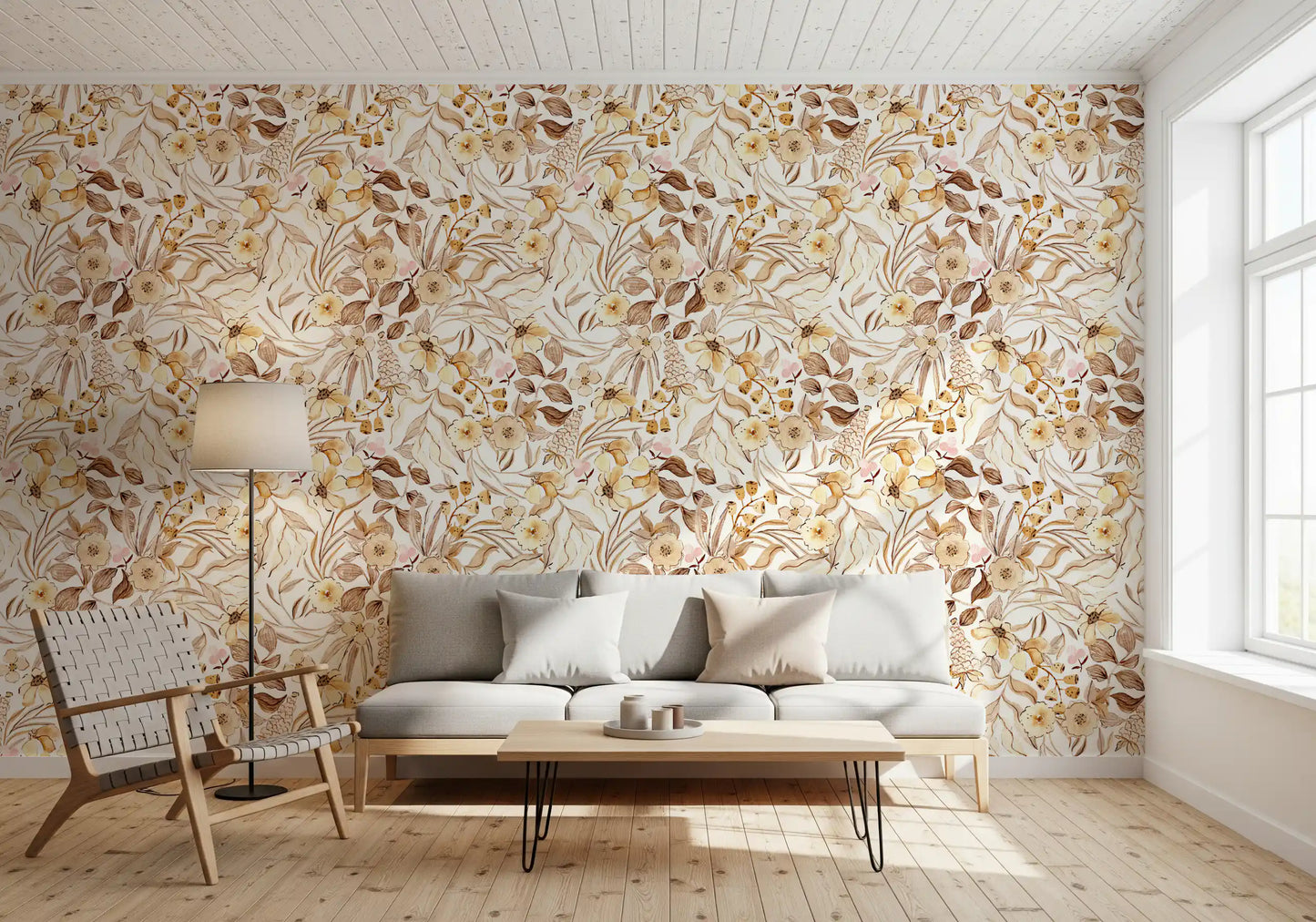 Rustic Earthy Botanical Meadow Wallpaper⁠