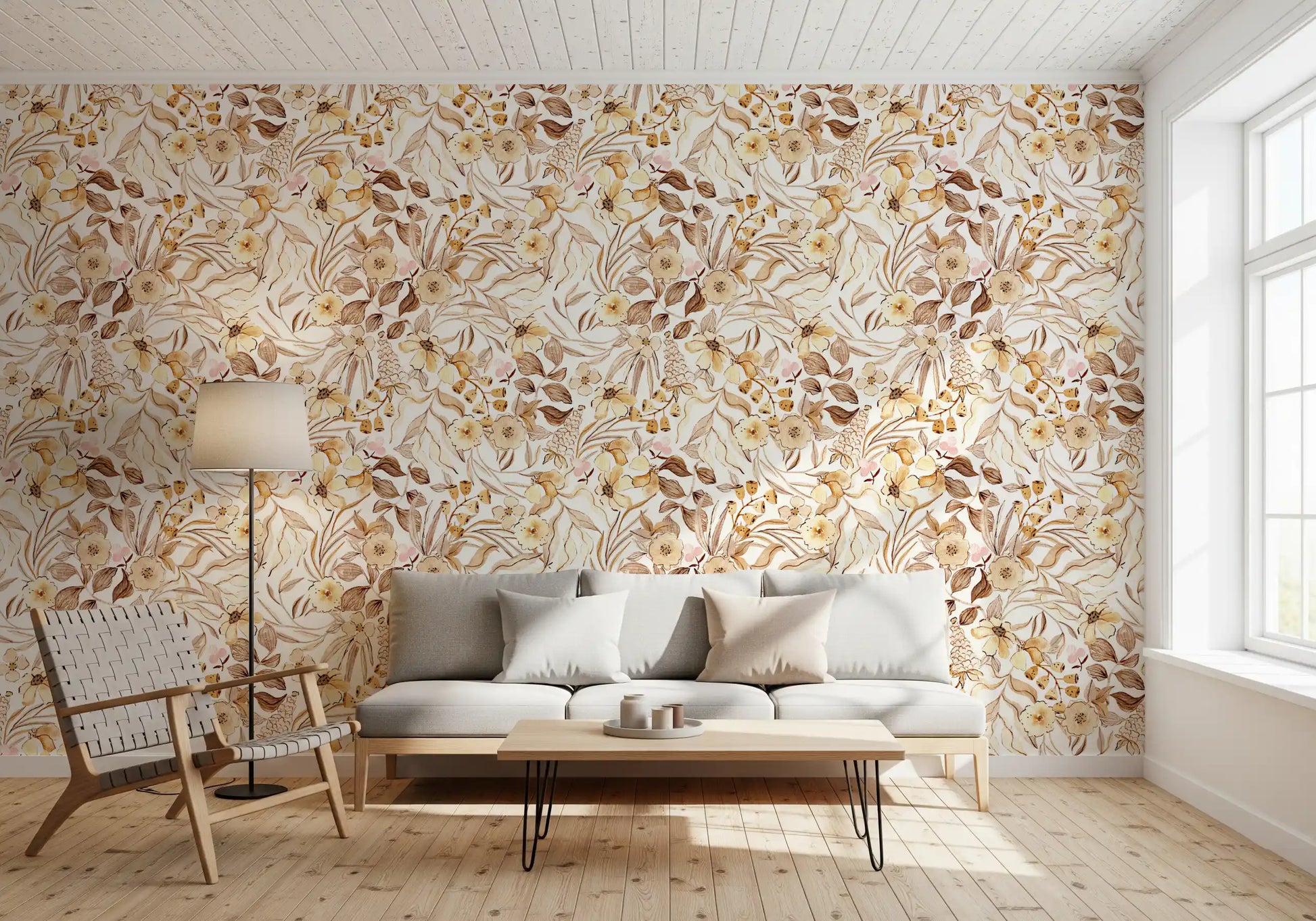 Rustic Earthy Botanical Meadow Wallpaper⁠