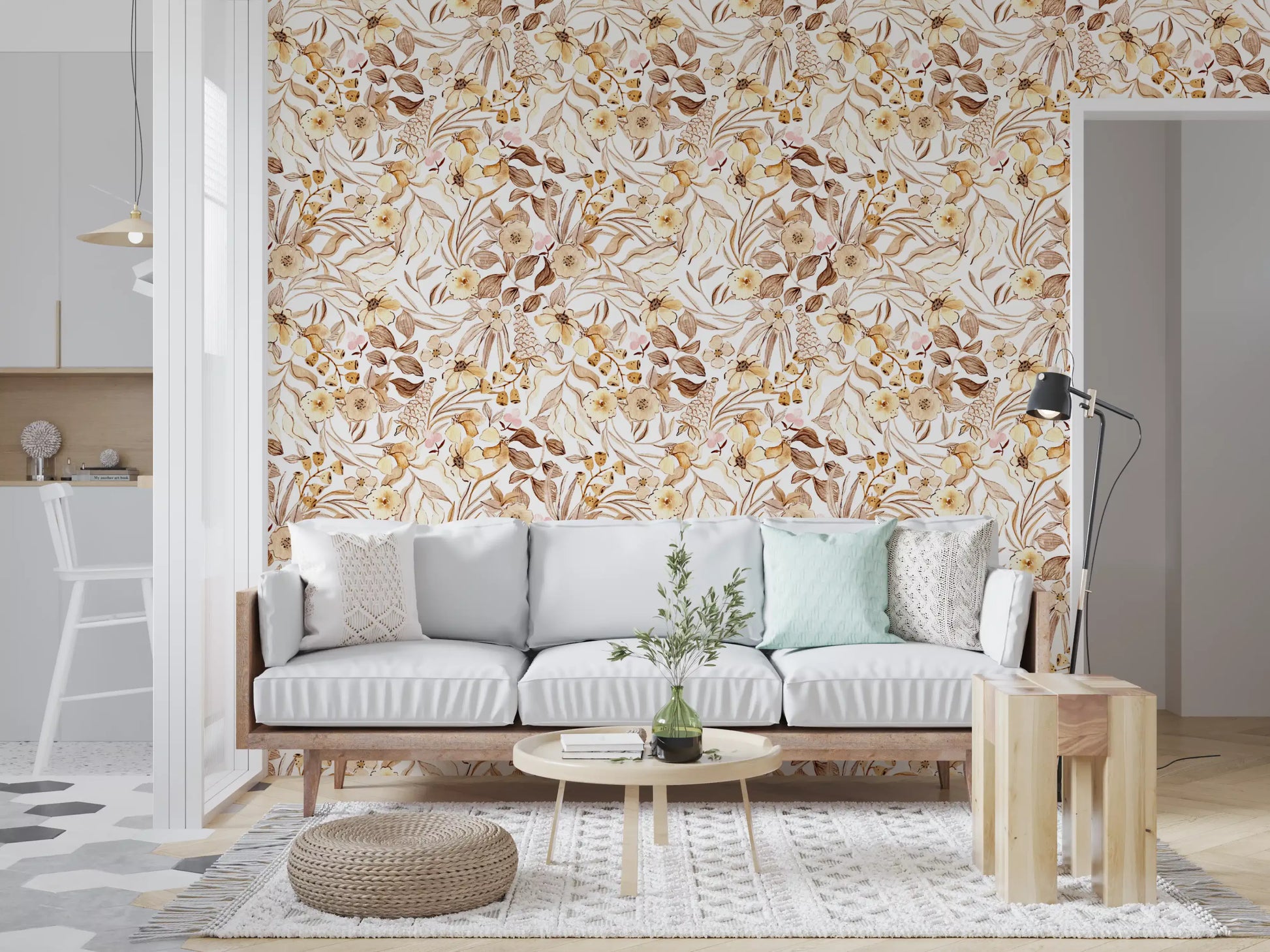 Rustic Earthy Botanical Meadow Wallpaper⁠