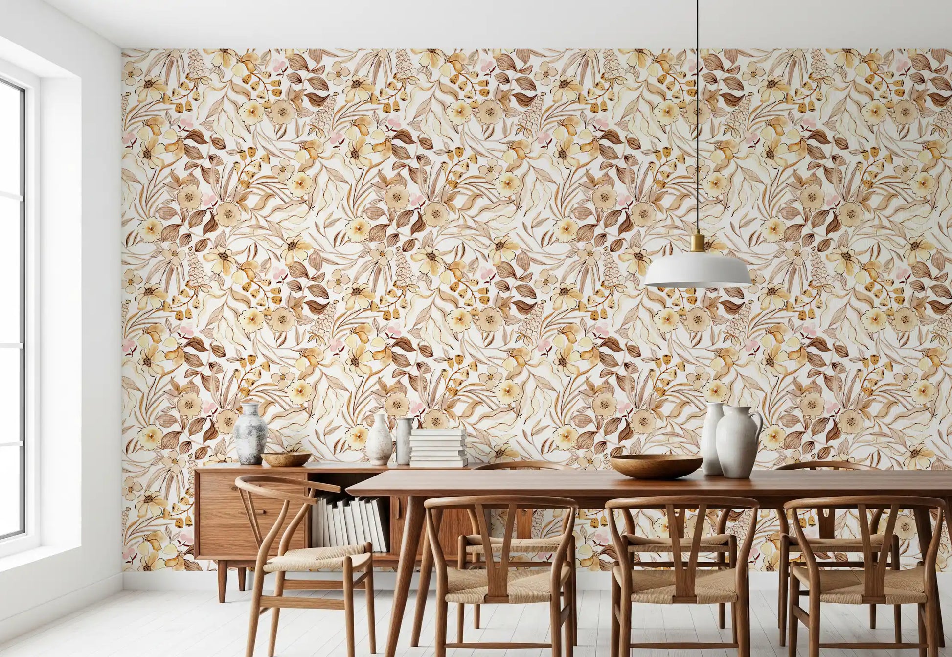 Rustic Earthy Botanical Meadow Wallpaper⁠