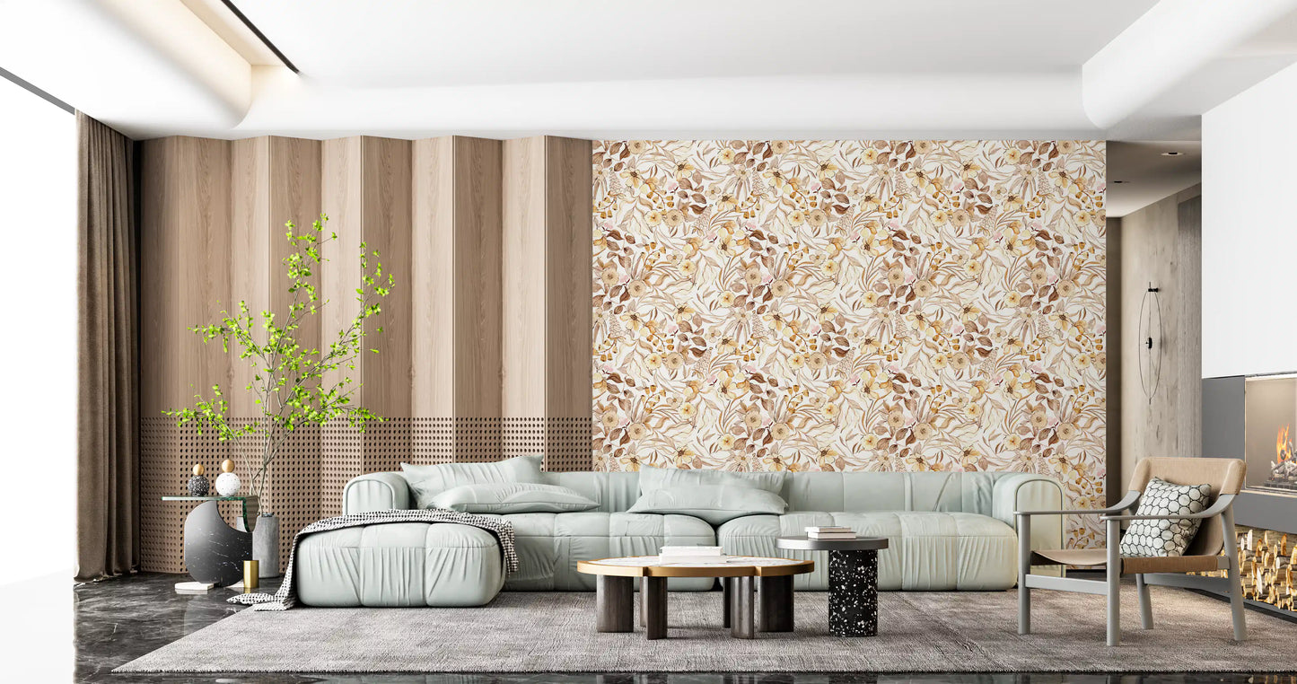 Rustic Earthy Botanical Meadow Wallpaper⁠
