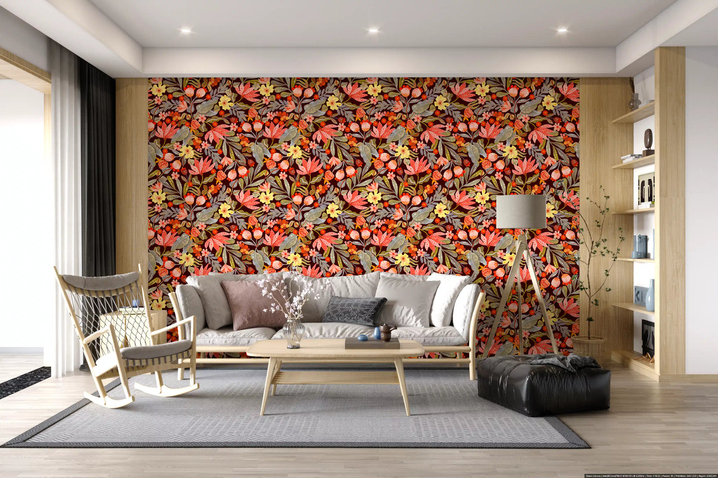 Whimsical Meadow Flora Repeat Wallpaper⁠