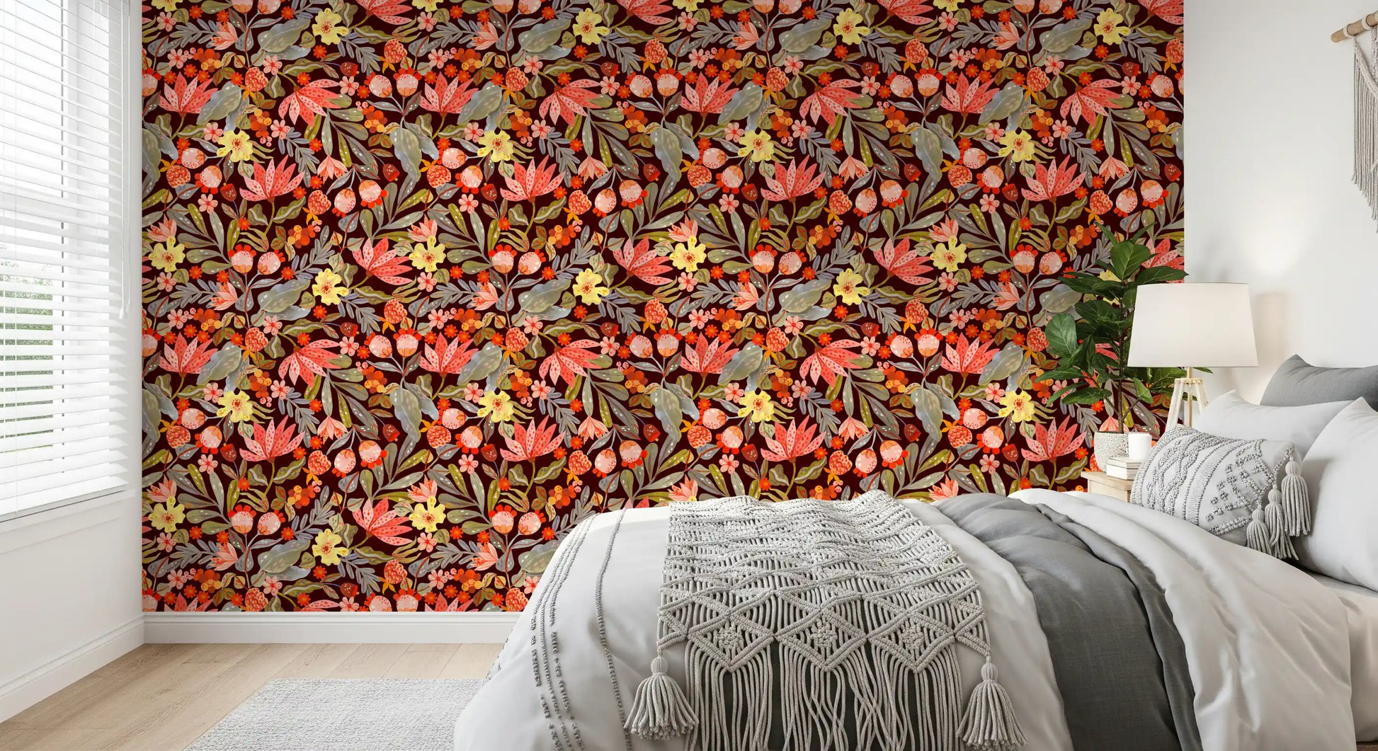 Whimsical Meadow Flora Repeat Wallpaper⁠