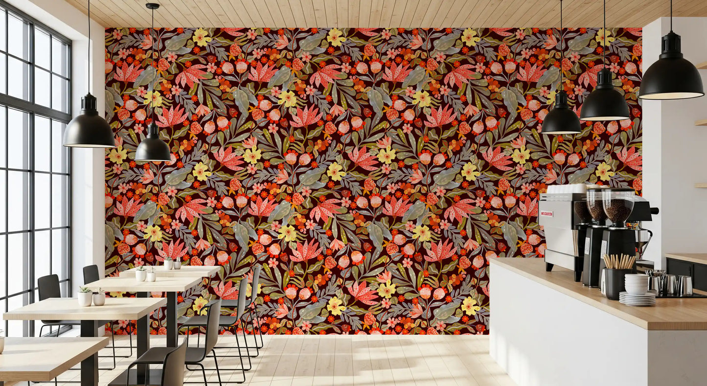 Whimsical Meadow Flora Repeat Wallpaper⁠