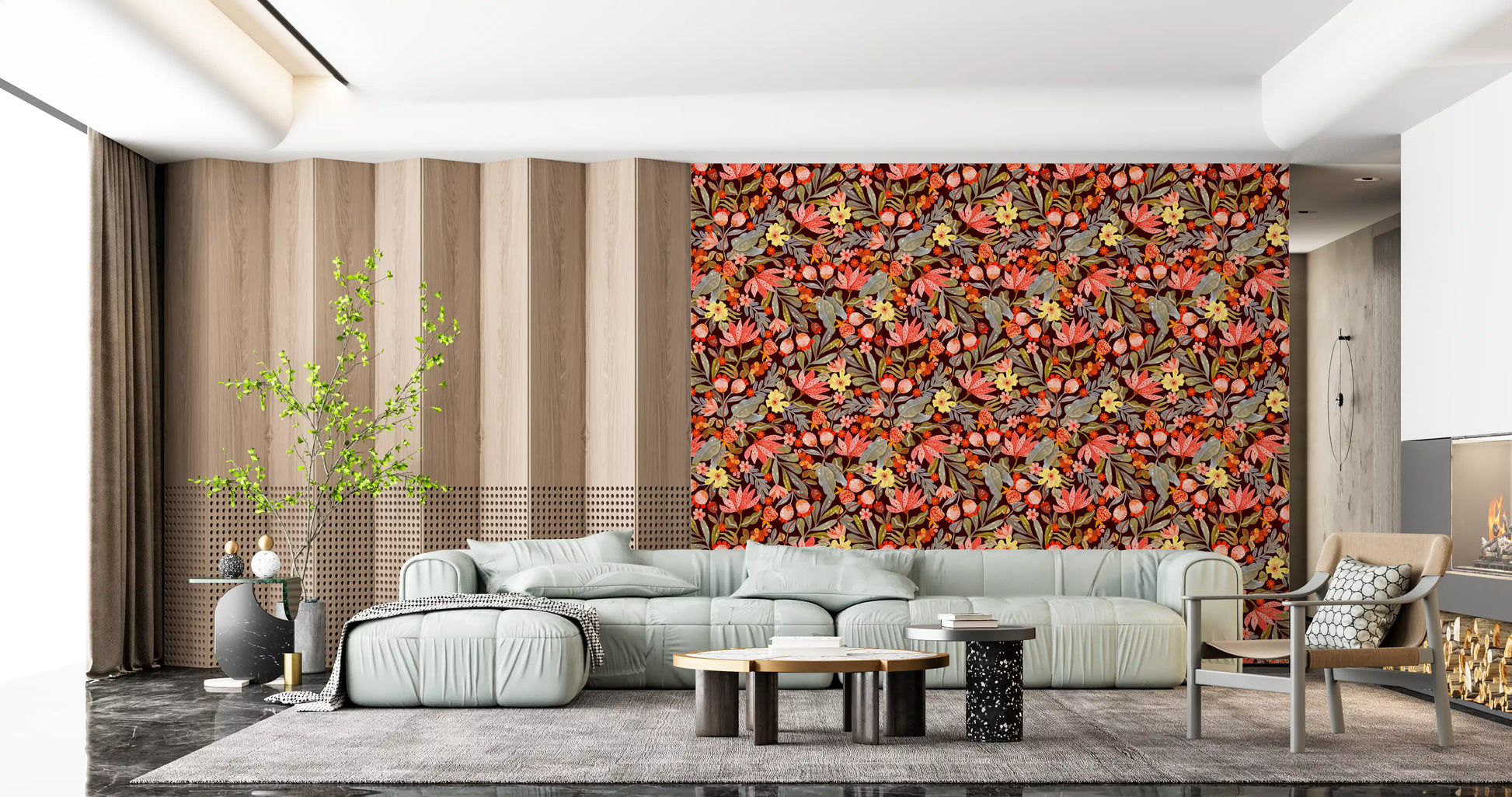 Whimsical Meadow Flora Repeat Wallpaper⁠