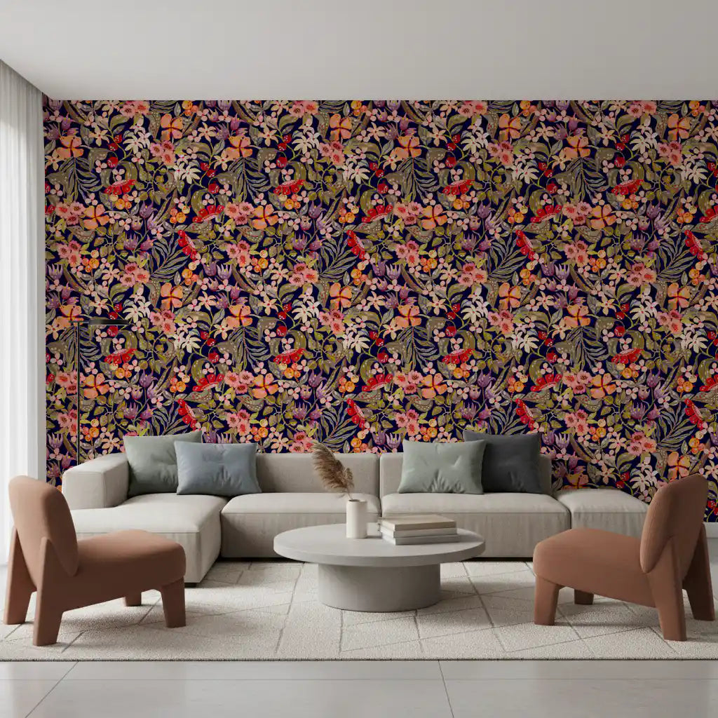 Twilight Berry Orchard Illustration Wallpaper⁠