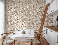 Neutral Watercolor Floral Sketch Wallpaper⁠