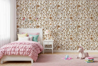 Neutral Watercolor Floral Sketch Wallpaper⁠