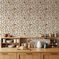 Neutral Watercolor Floral Sketch Wallpaper⁠