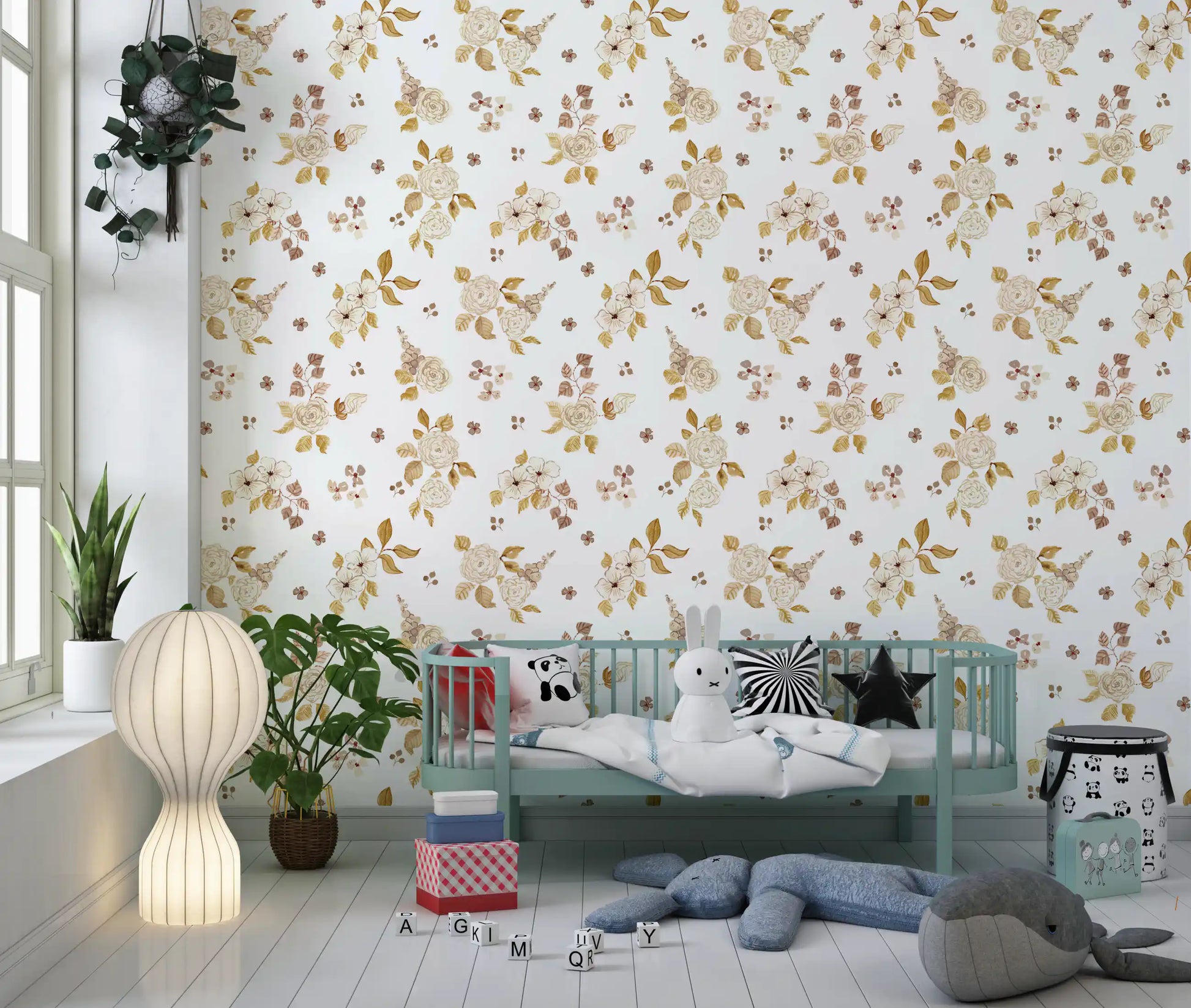 Watercolor Autumn Rose Botanical Wallpaper⁠