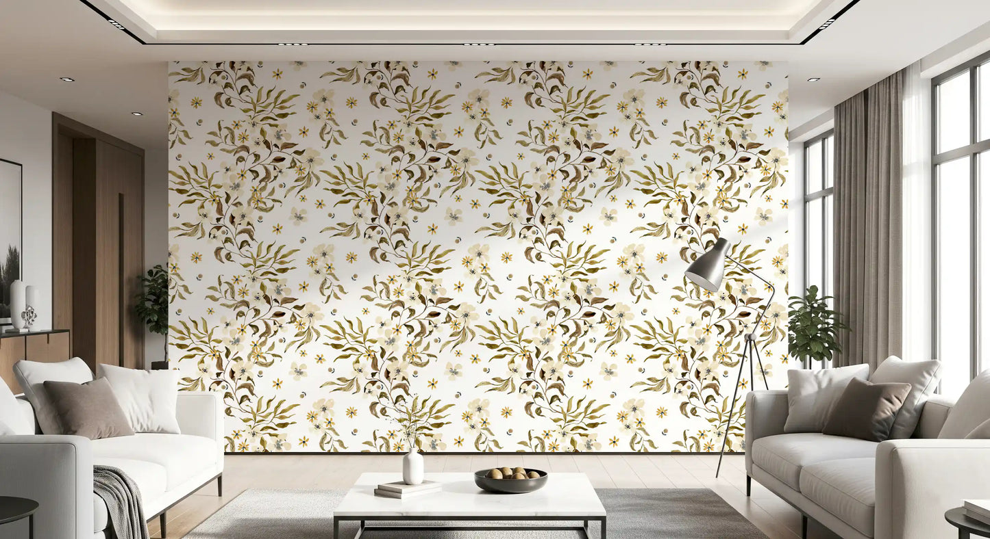 Rustic Earthy Botanical Vines Wallpaper⁠
