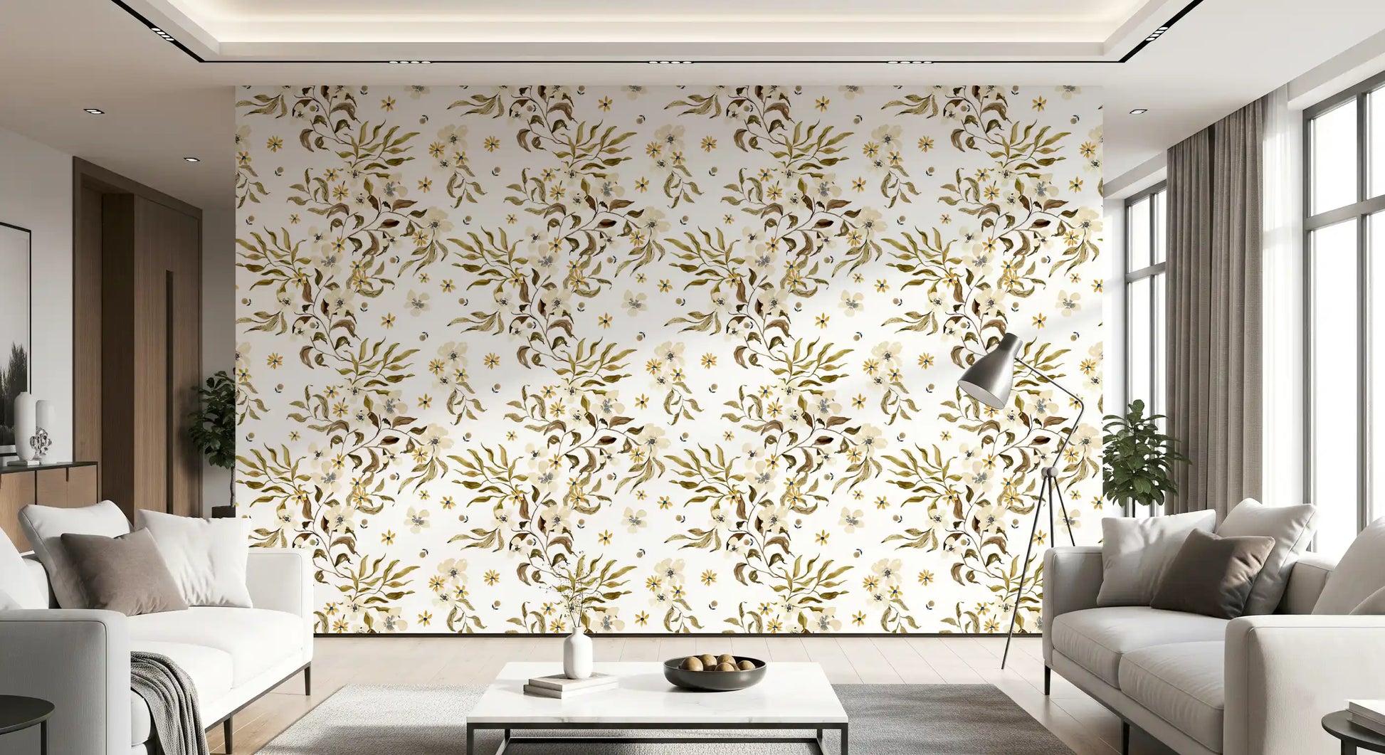 Rustic Earthy Botanical Vines Wallpaper⁠