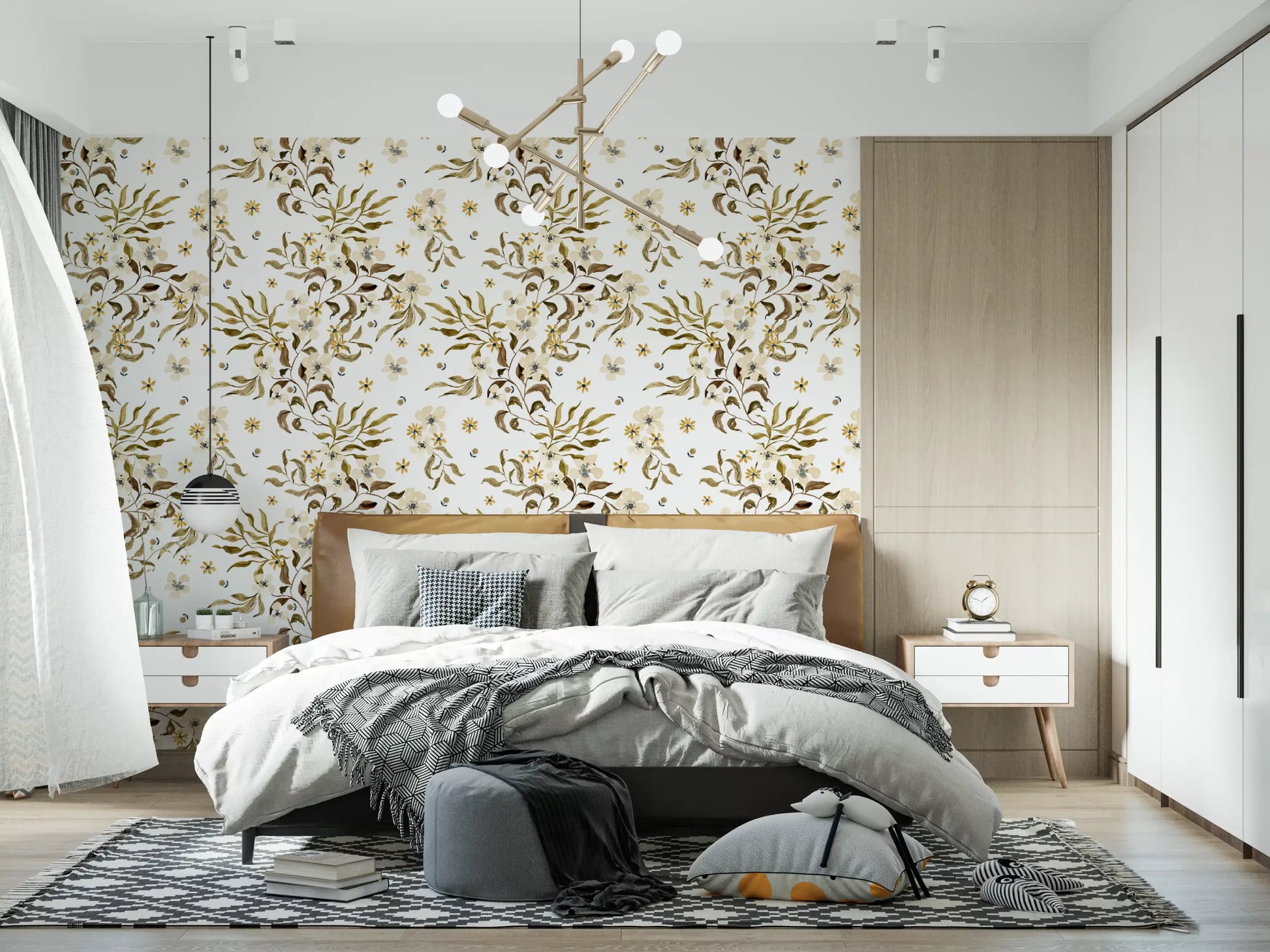 Rustic Earthy Botanical Vines Wallpaper⁠
