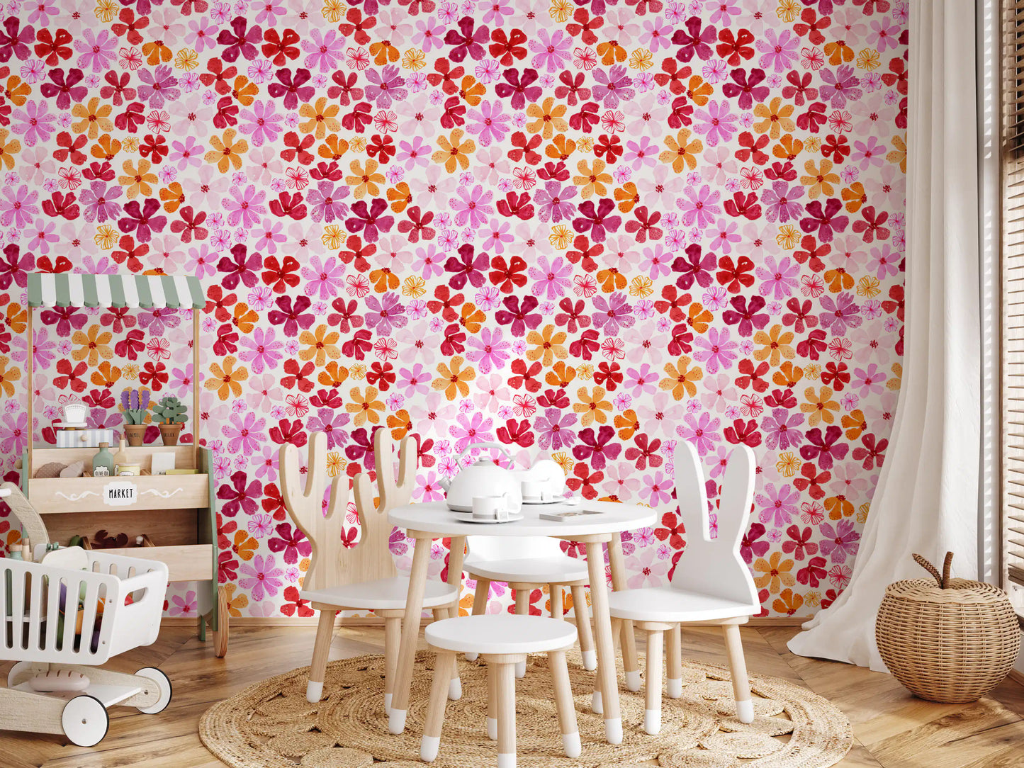 Watercolor Garden Blooms Wallpaper⁠