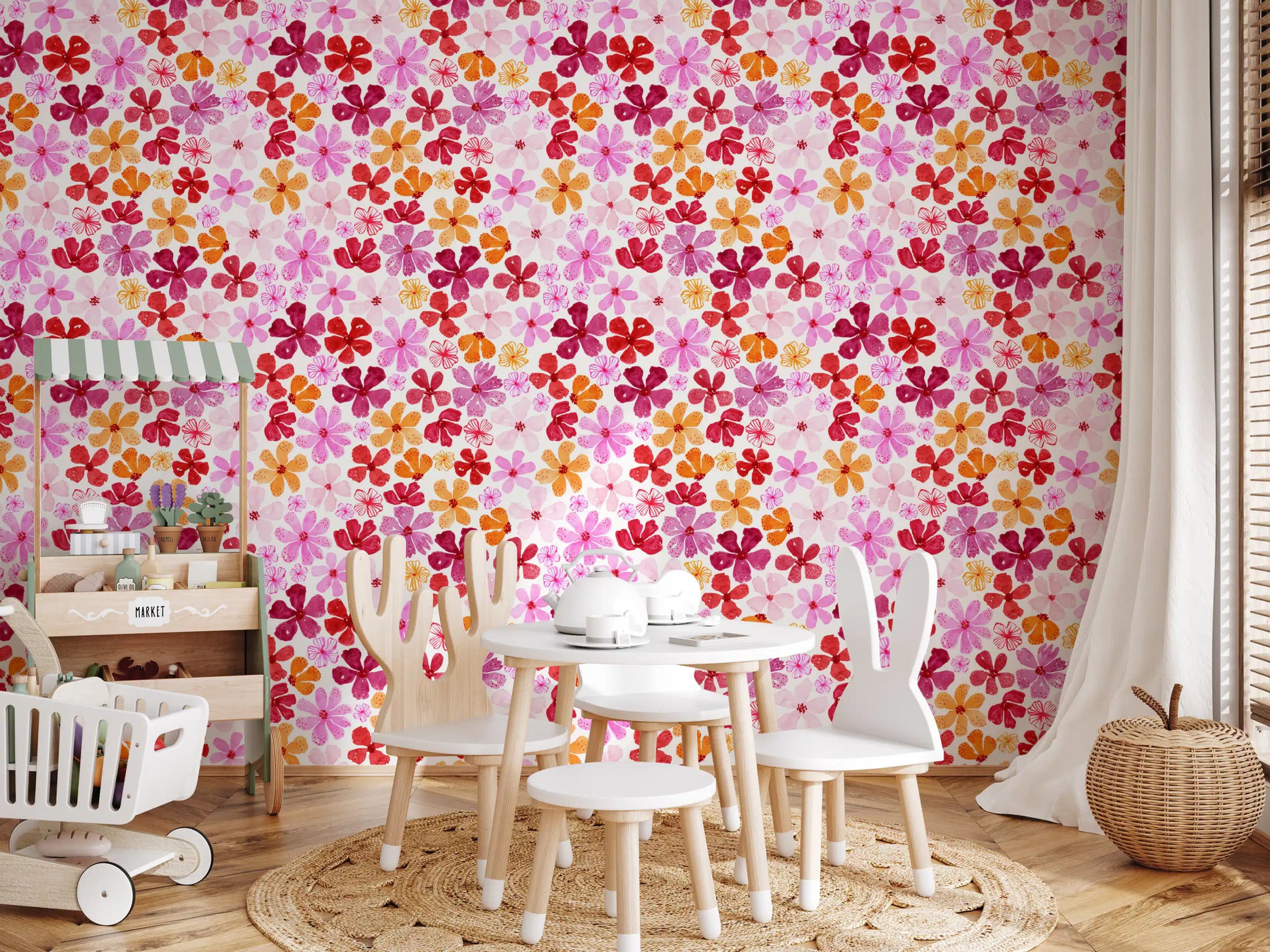Watercolor Garden Blooms Wallpaper⁠