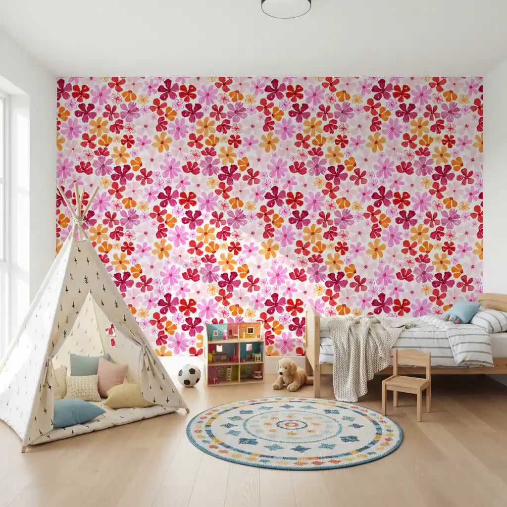 Watercolor Garden Blooms Wallpaper⁠