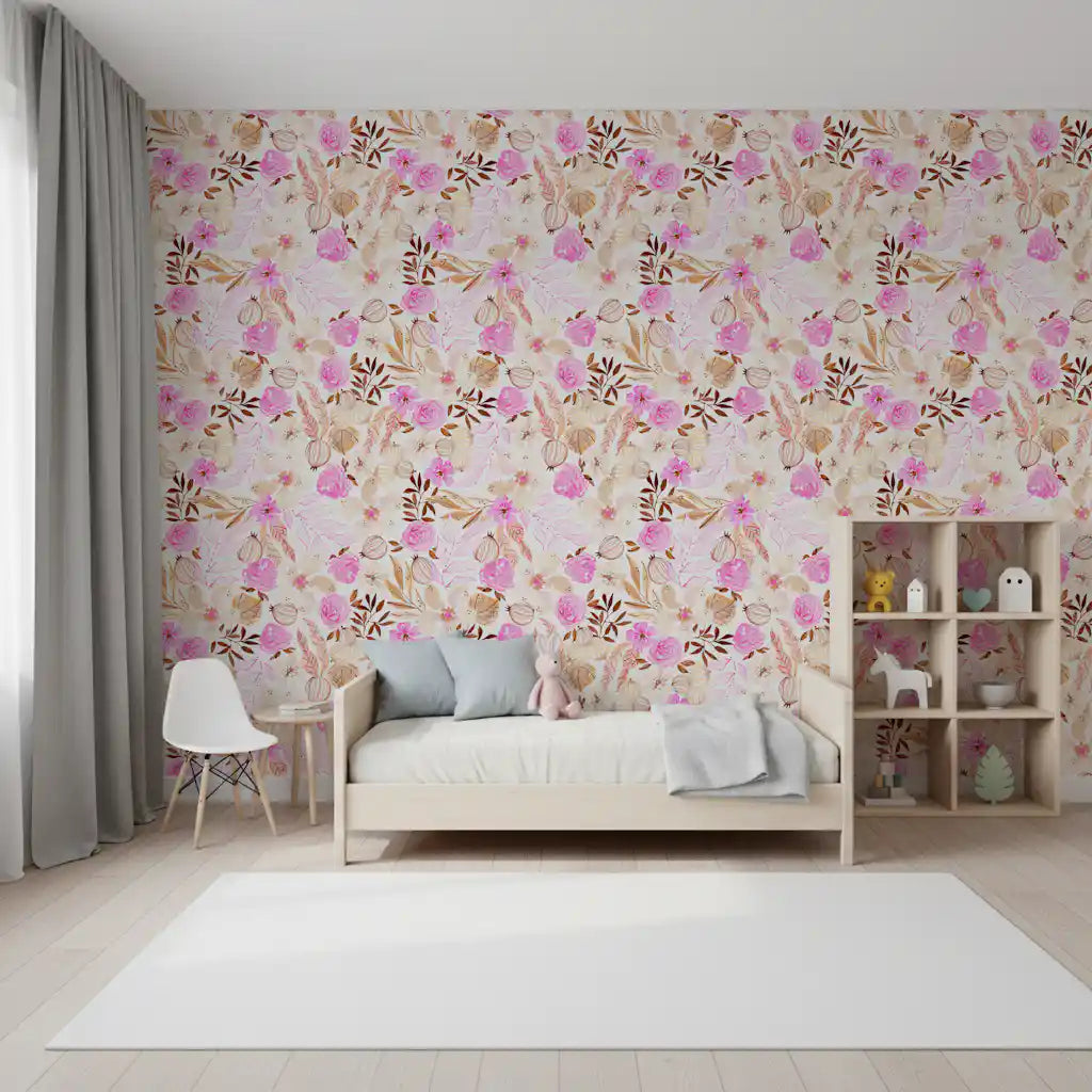 Soft Watercolor Garden Blooms Wallpaper⁠