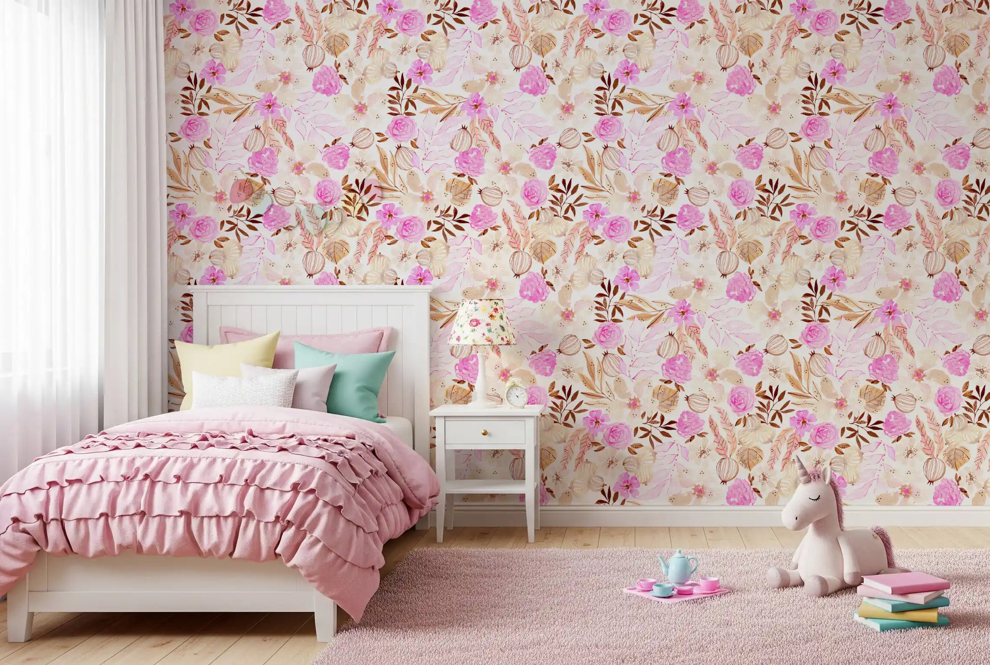 Soft Watercolor Garden Blooms Wallpaper⁠