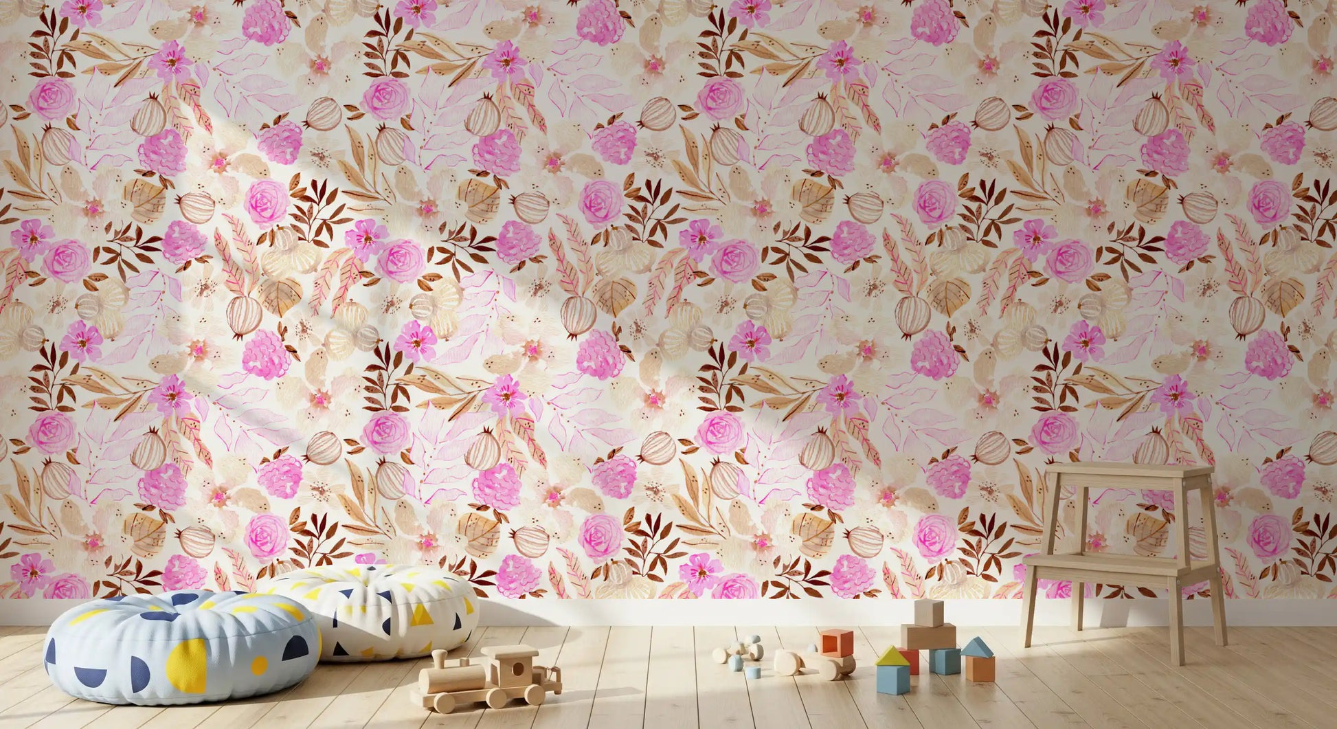 Soft Watercolor Garden Blooms Wallpaper⁠