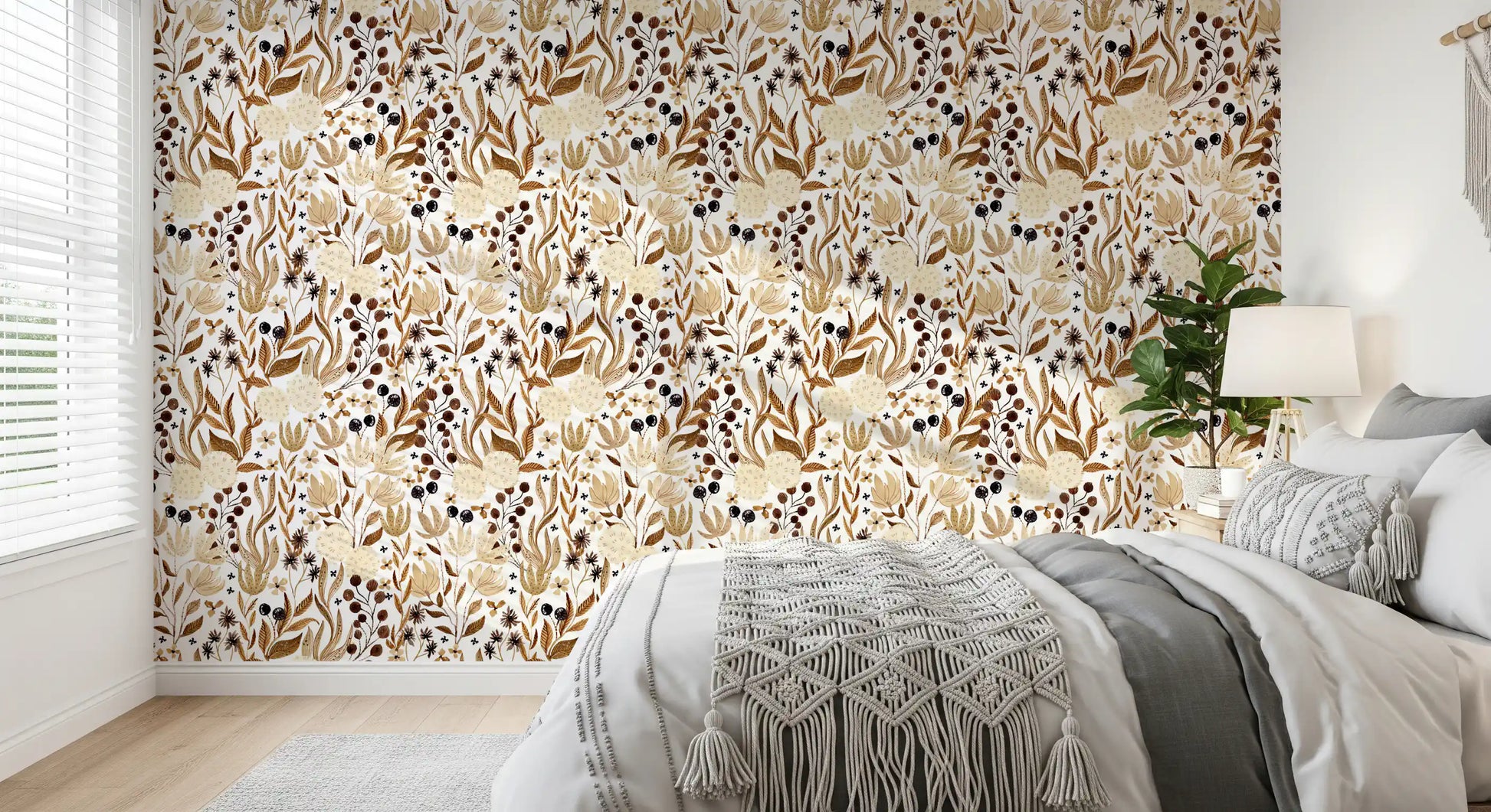 Autumn Meadow Botanical Sketch Wallpaper⁠