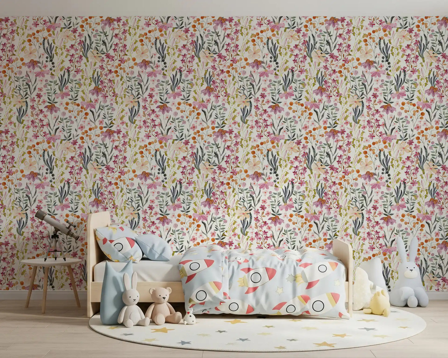 Watercolor Meadow Blooms Wallpaper⁠