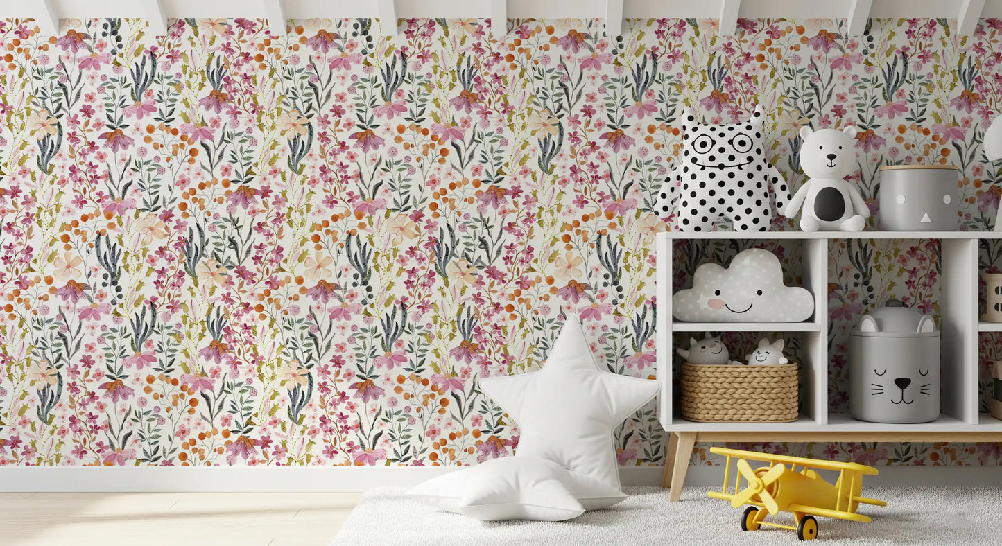 Watercolor Meadow Blooms Wallpaper⁠