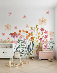 Watercolor Wildflower Meadow Field Wall Mural