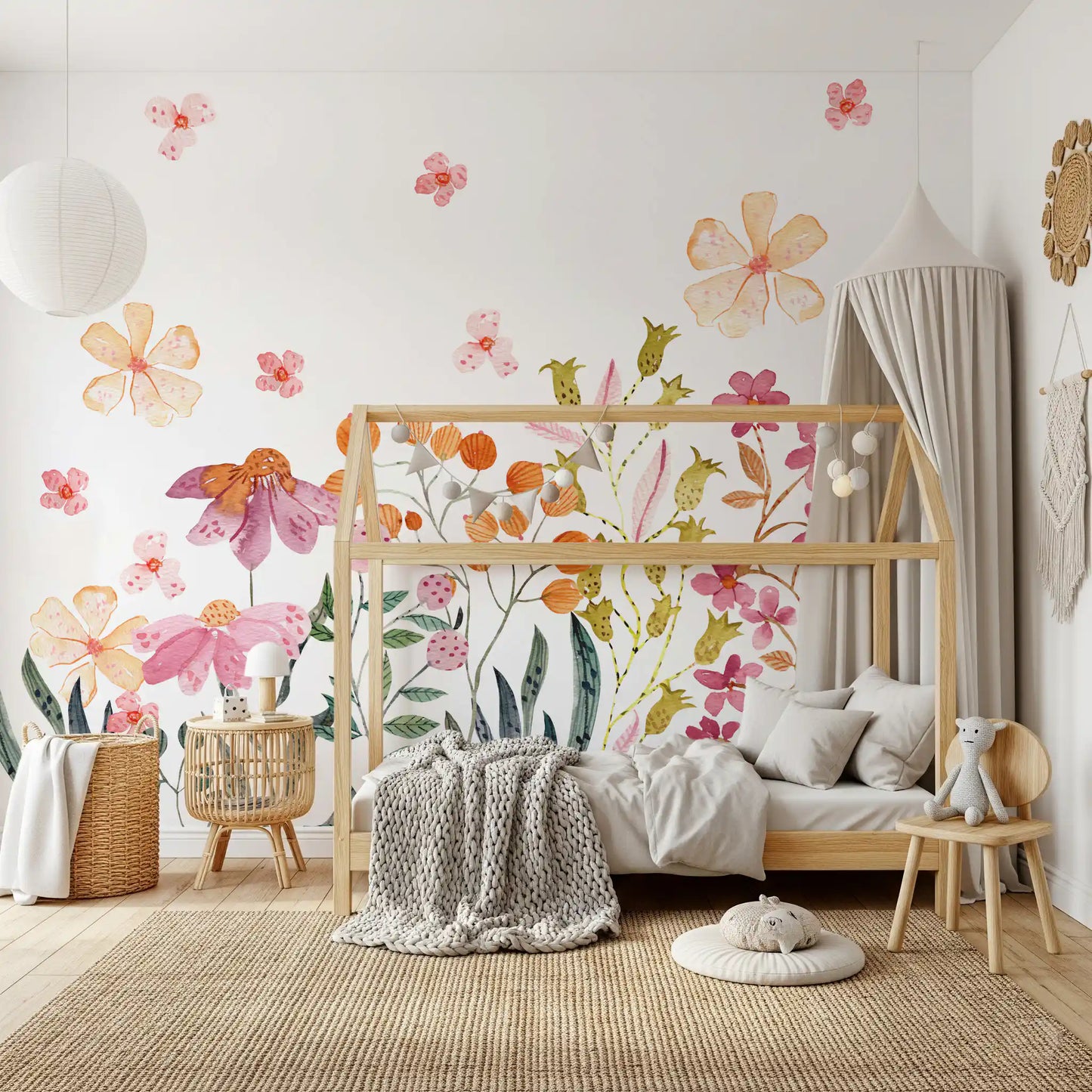 Watercolor Wildflower Meadow Field Wall Mural
