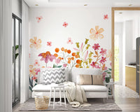 Watercolor Wildflower Meadow Field Wall Mural