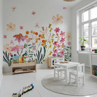 Watercolor Wildflower Meadow Field Wall Mural