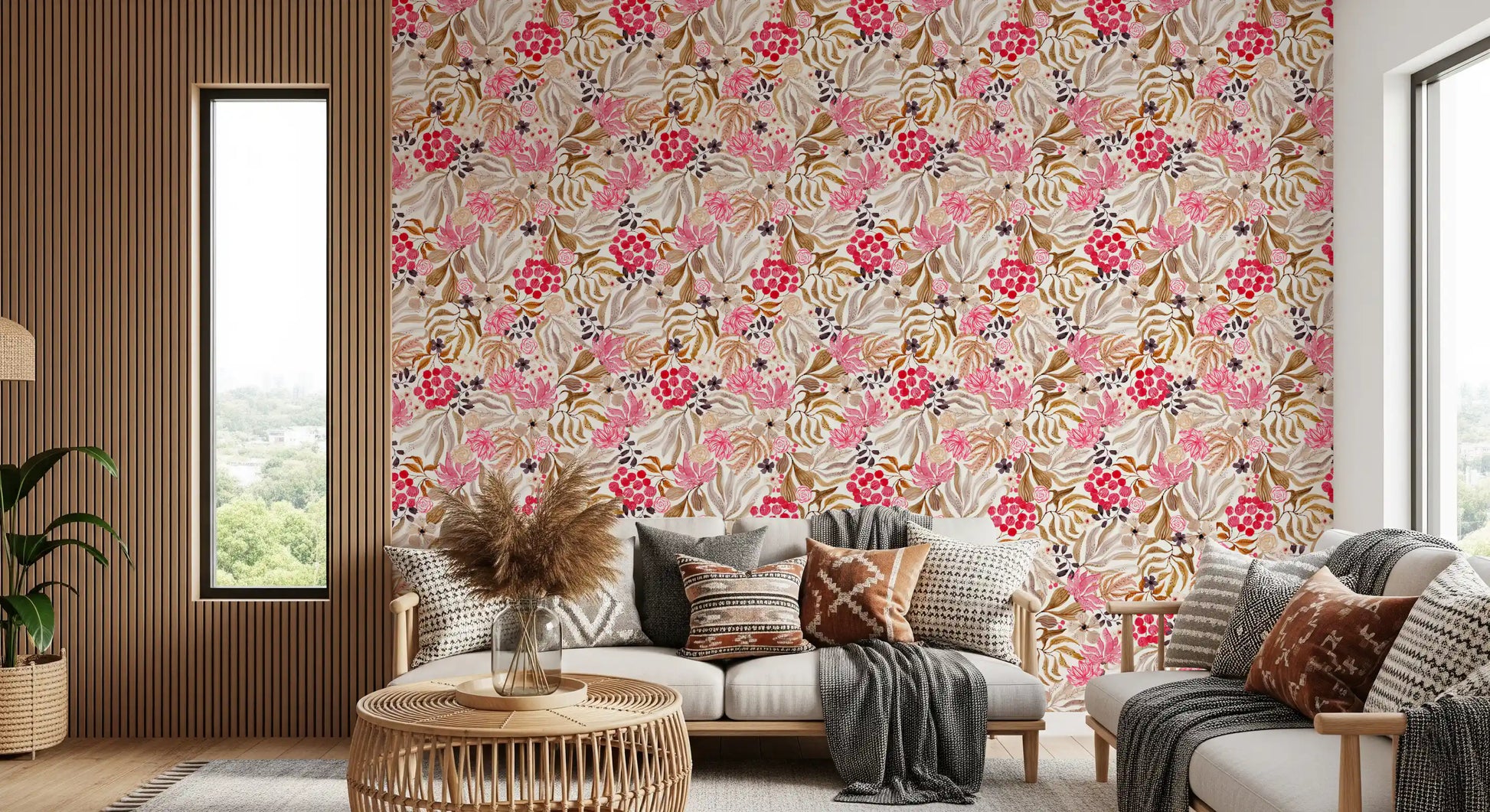 Modern Whimsical Berry Garden Wallpaper⁠