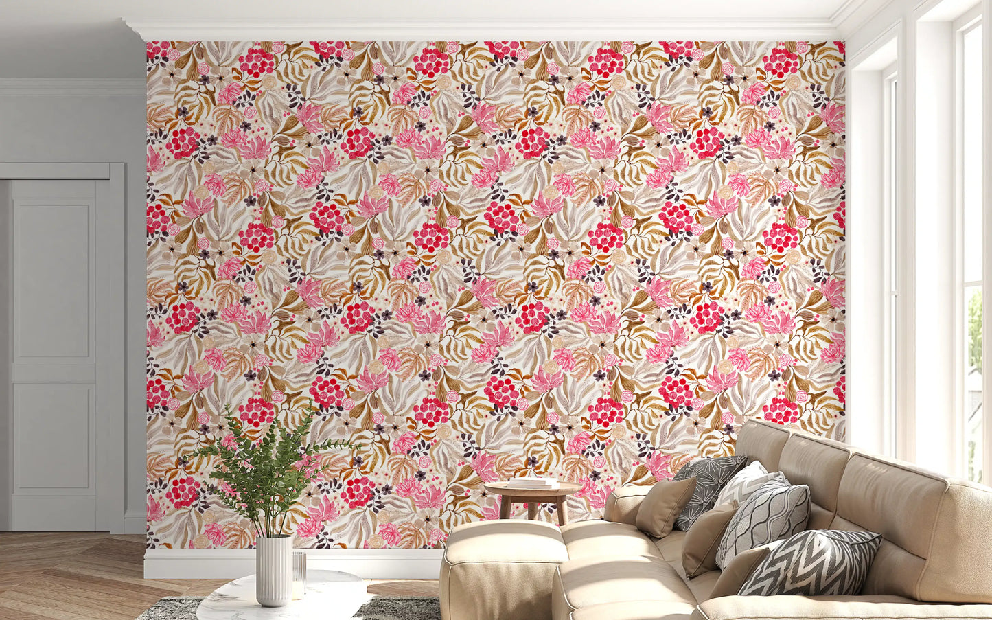 Modern Whimsical Berry Garden Wallpaper⁠