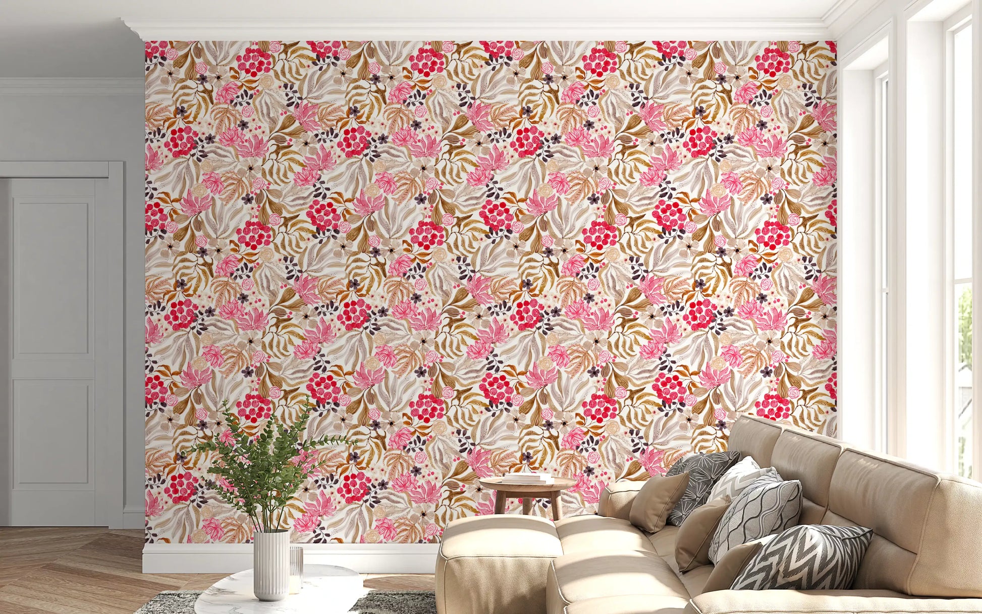 Modern Whimsical Berry Garden Wallpaper⁠